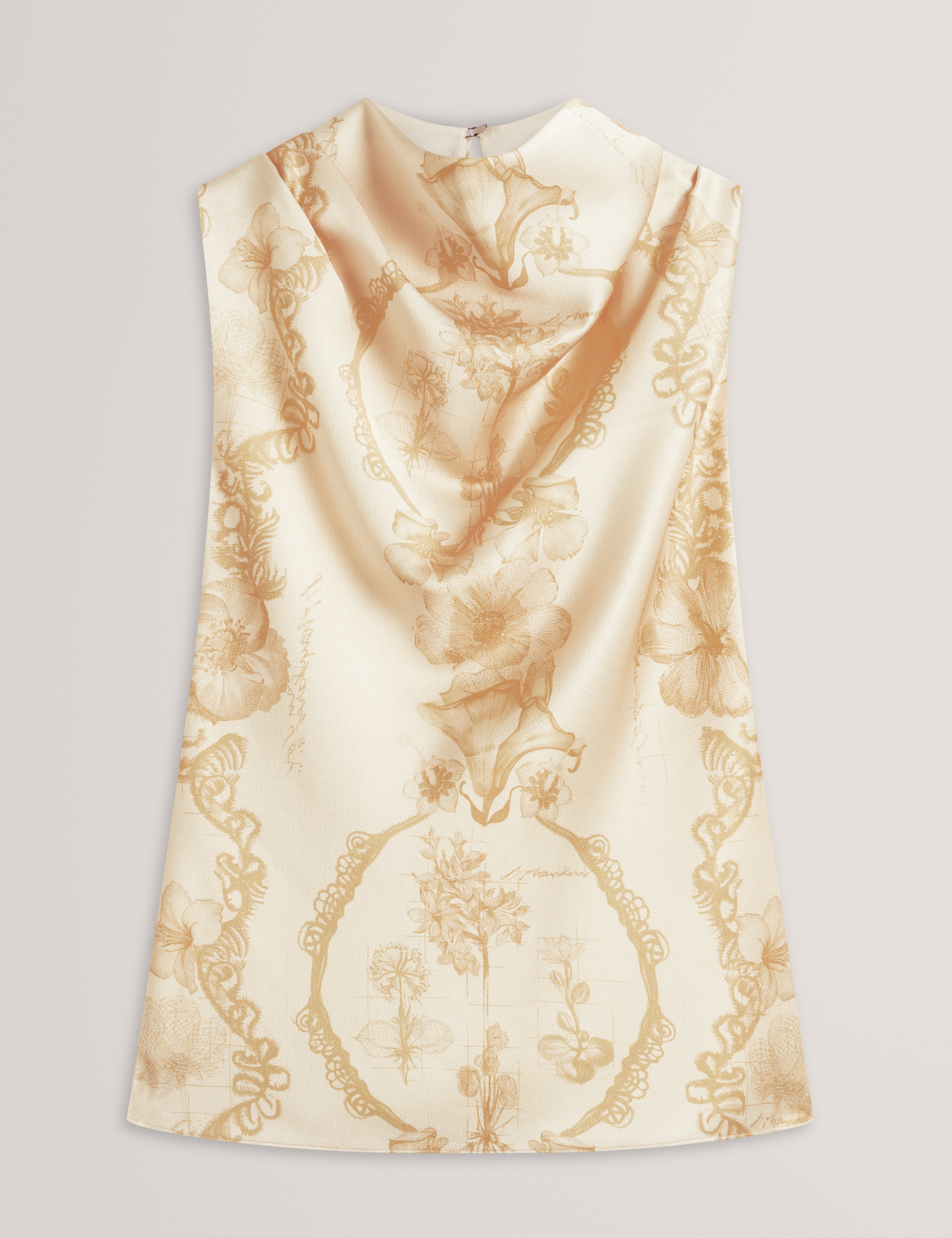 Cobla Print Sleeveless Drape Neck Top Lt-Yellow