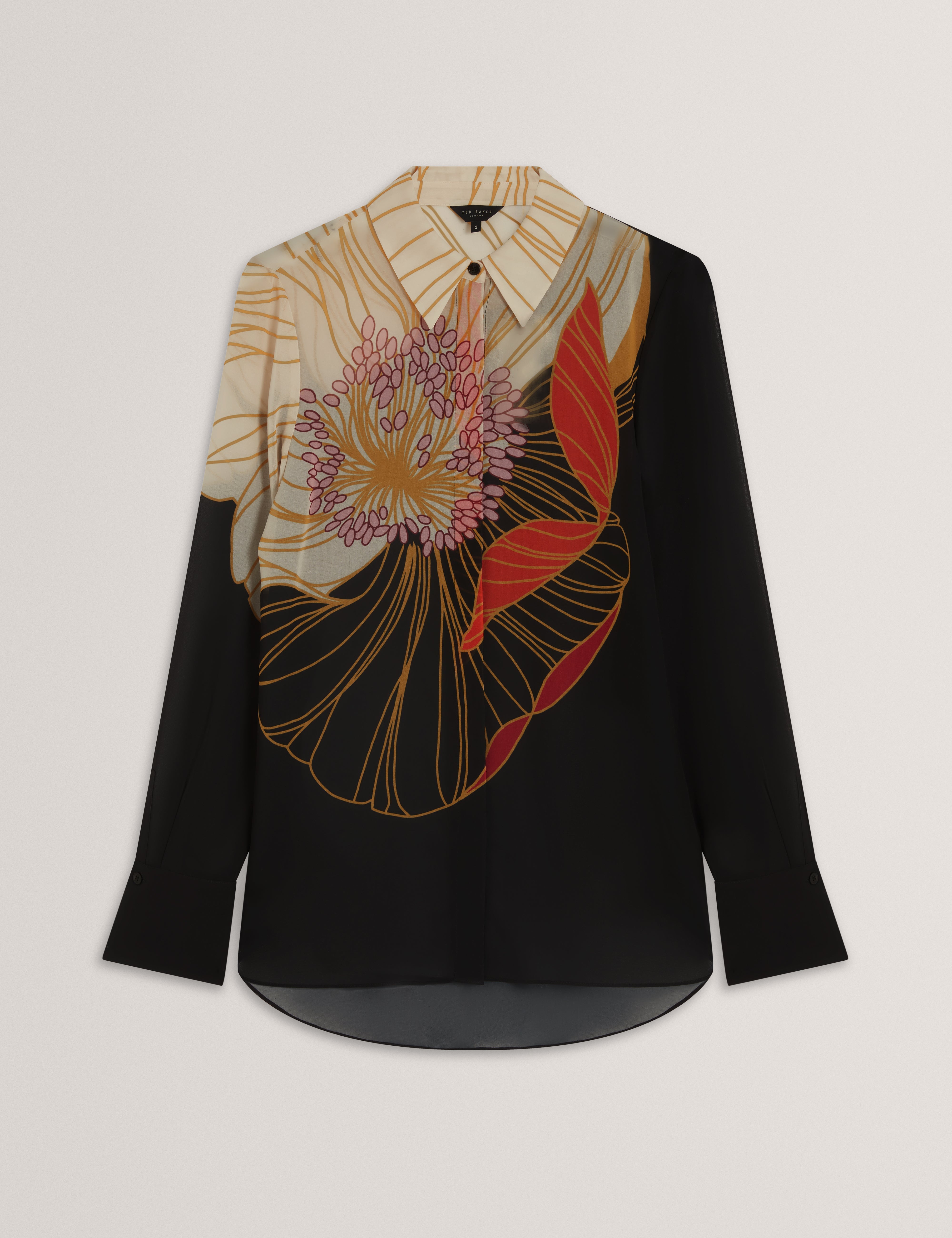 Nekeata Printed Long Line Shirt Black