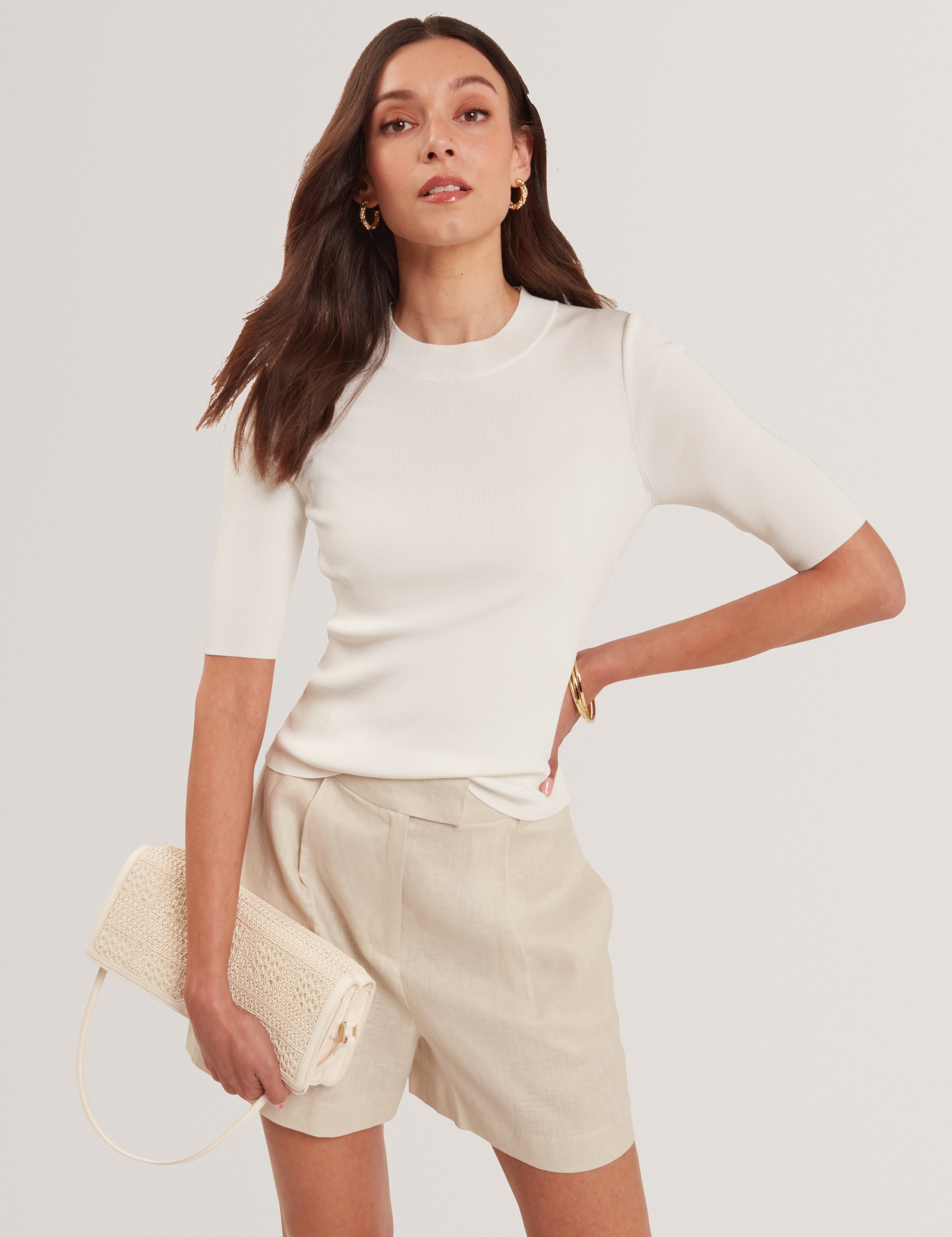 فيليكسيا تيشيرت بأكمام قصيرة لون عاجي