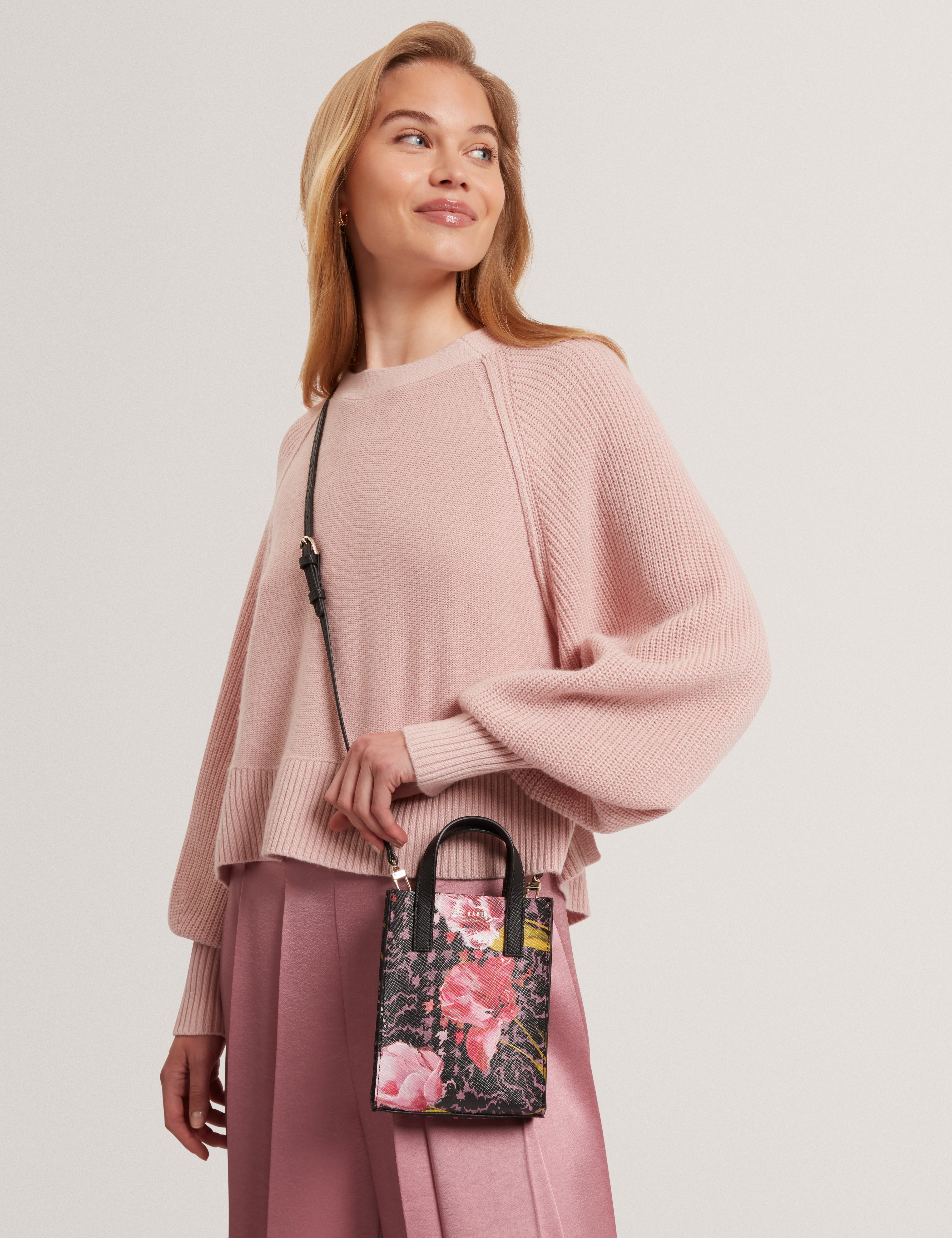 Talura Floral Printed Mini Icon Bag Black