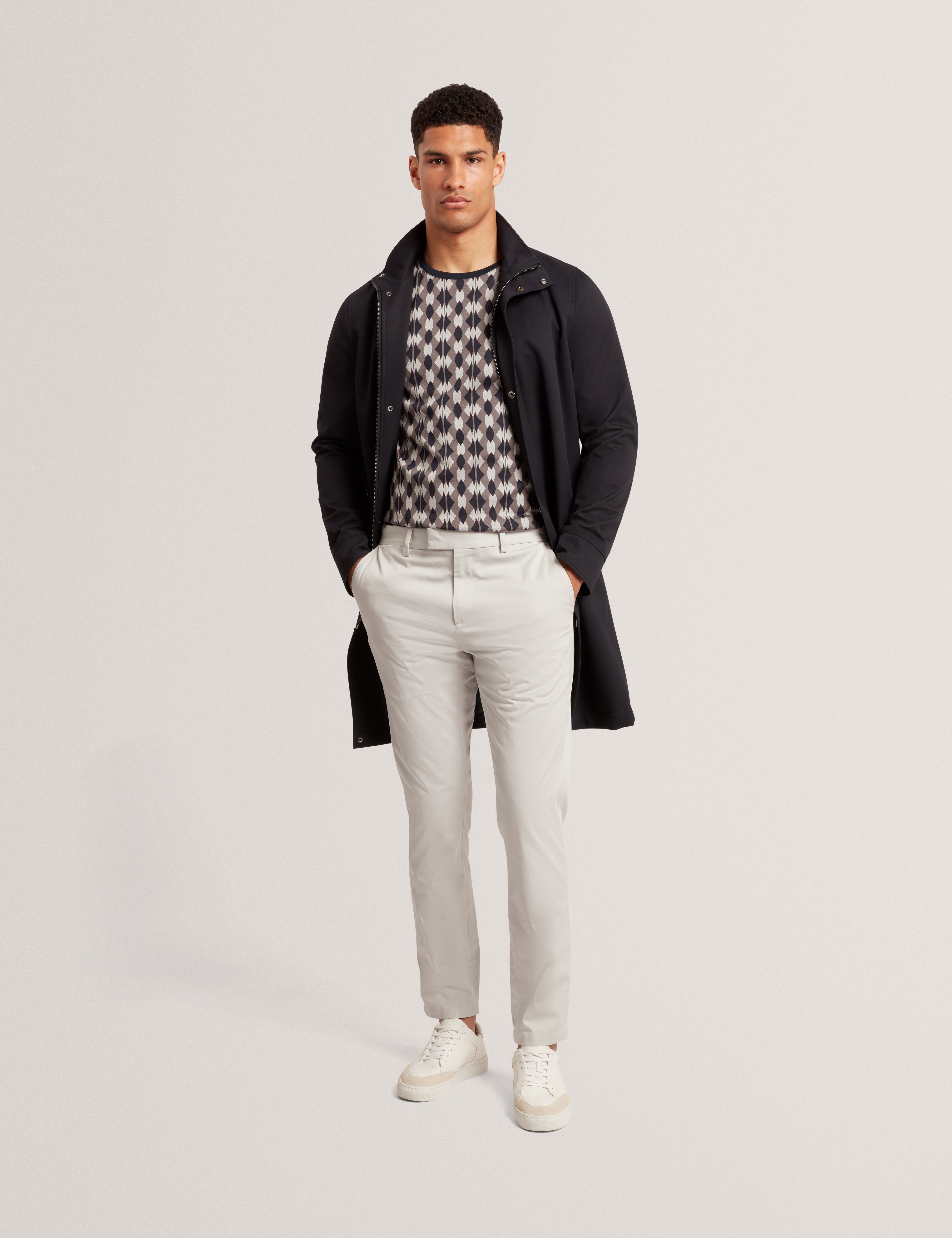 بنطال تشينو مطاطي رفيع من هاوتون - رمادي فاتح