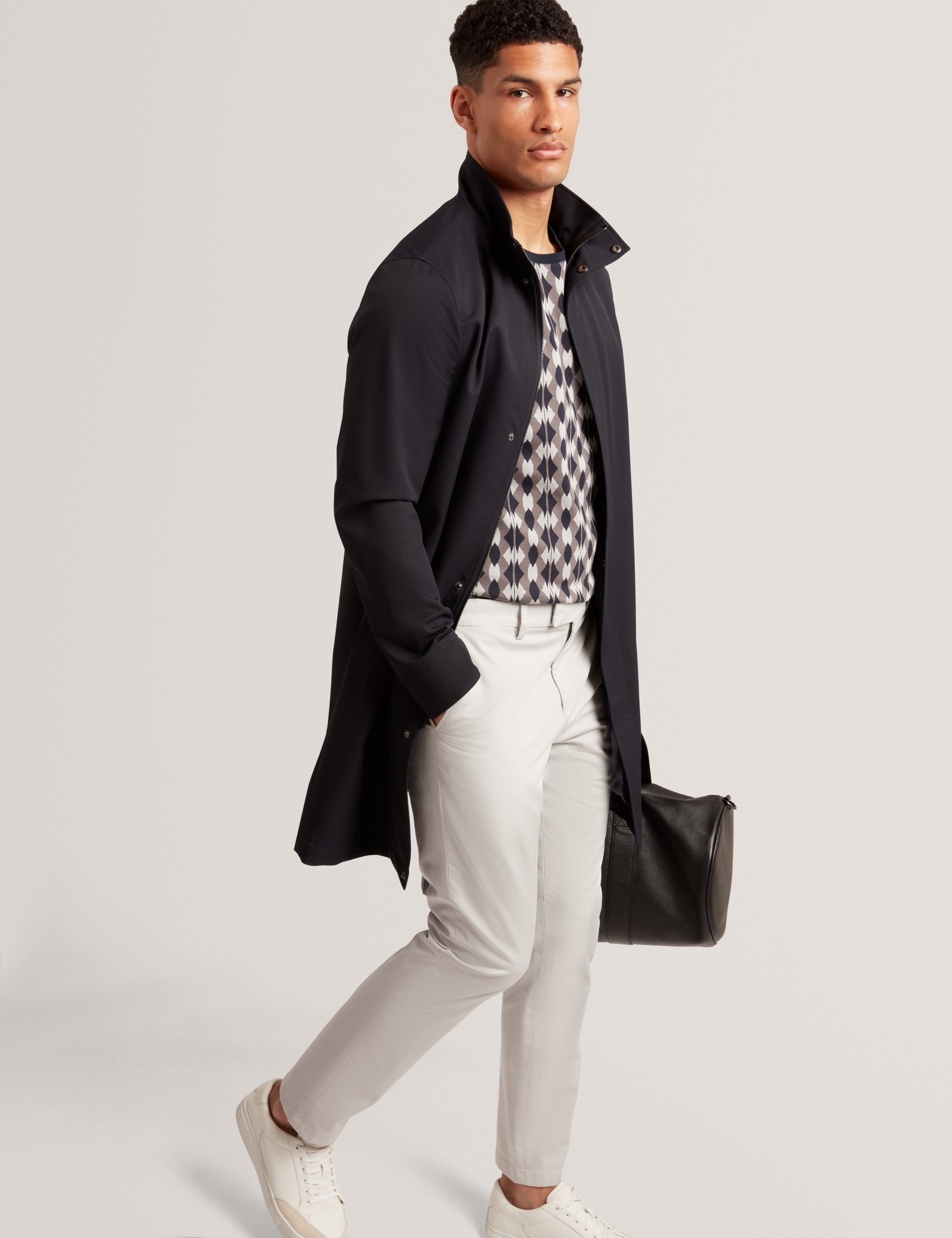 بنطال تشينو مطاطي رفيع من هاوتون - رمادي فاتح