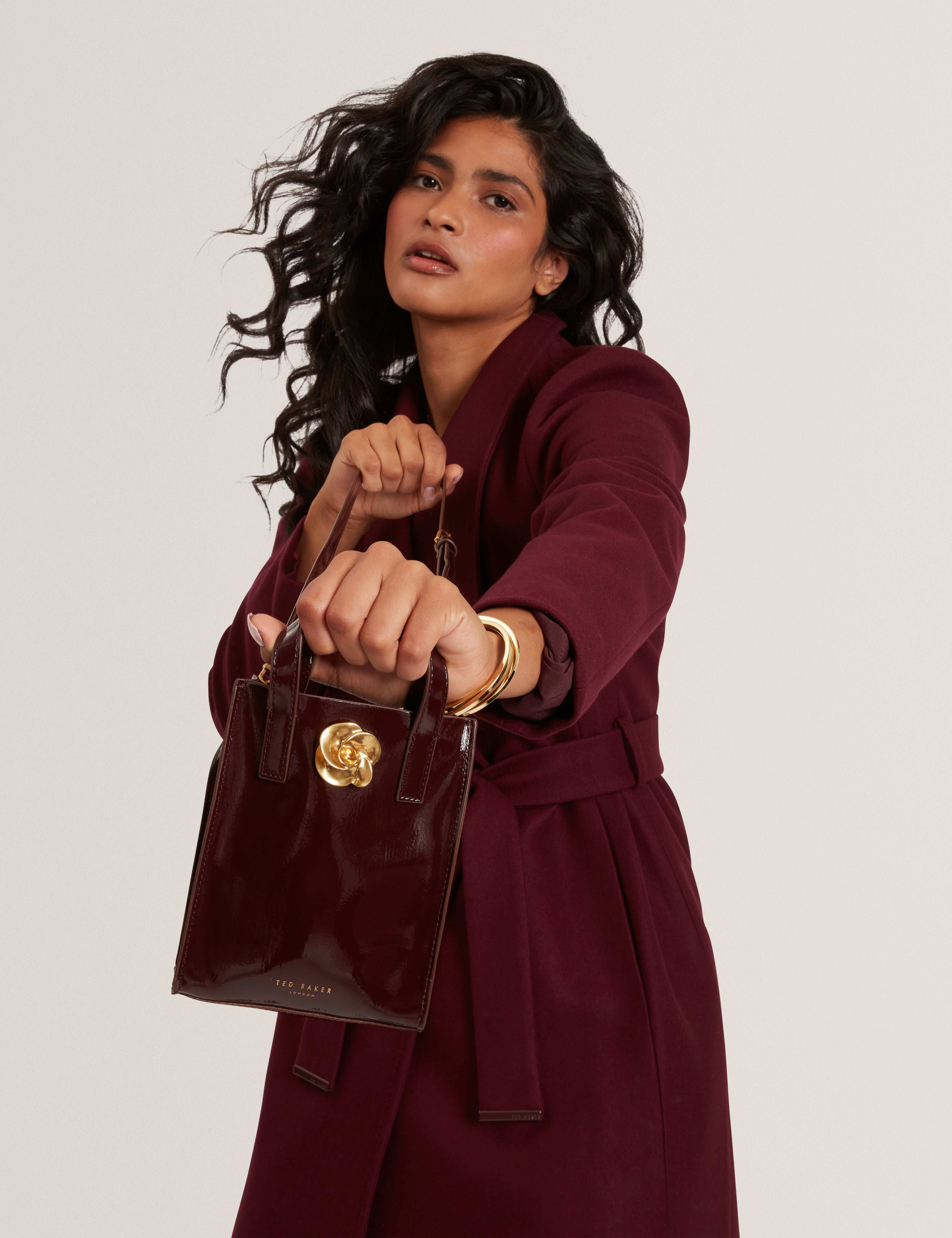 Roseem Rose Detail Crinkle Small Bag Wine