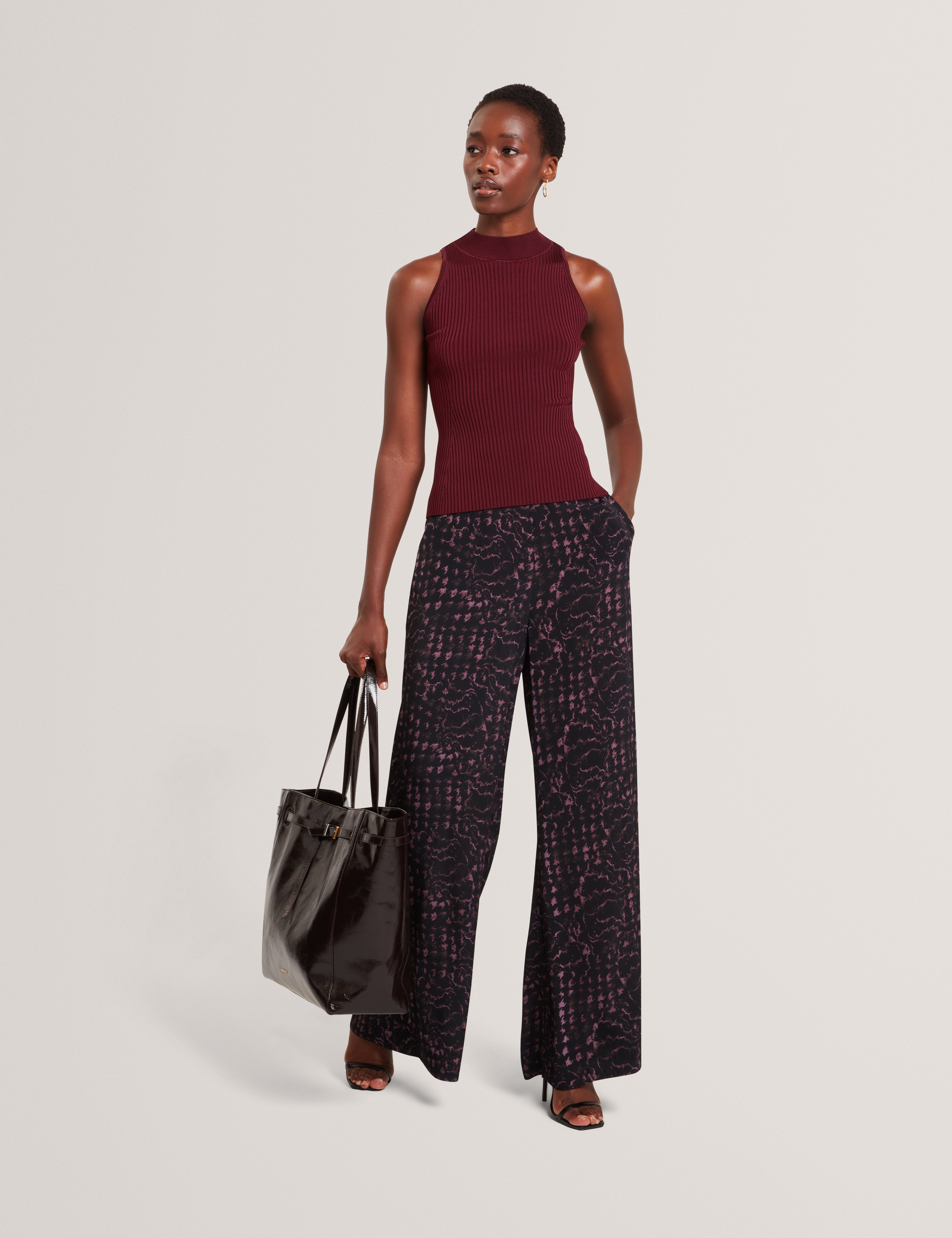 Reecha Printed Wide Leg Trouser Black