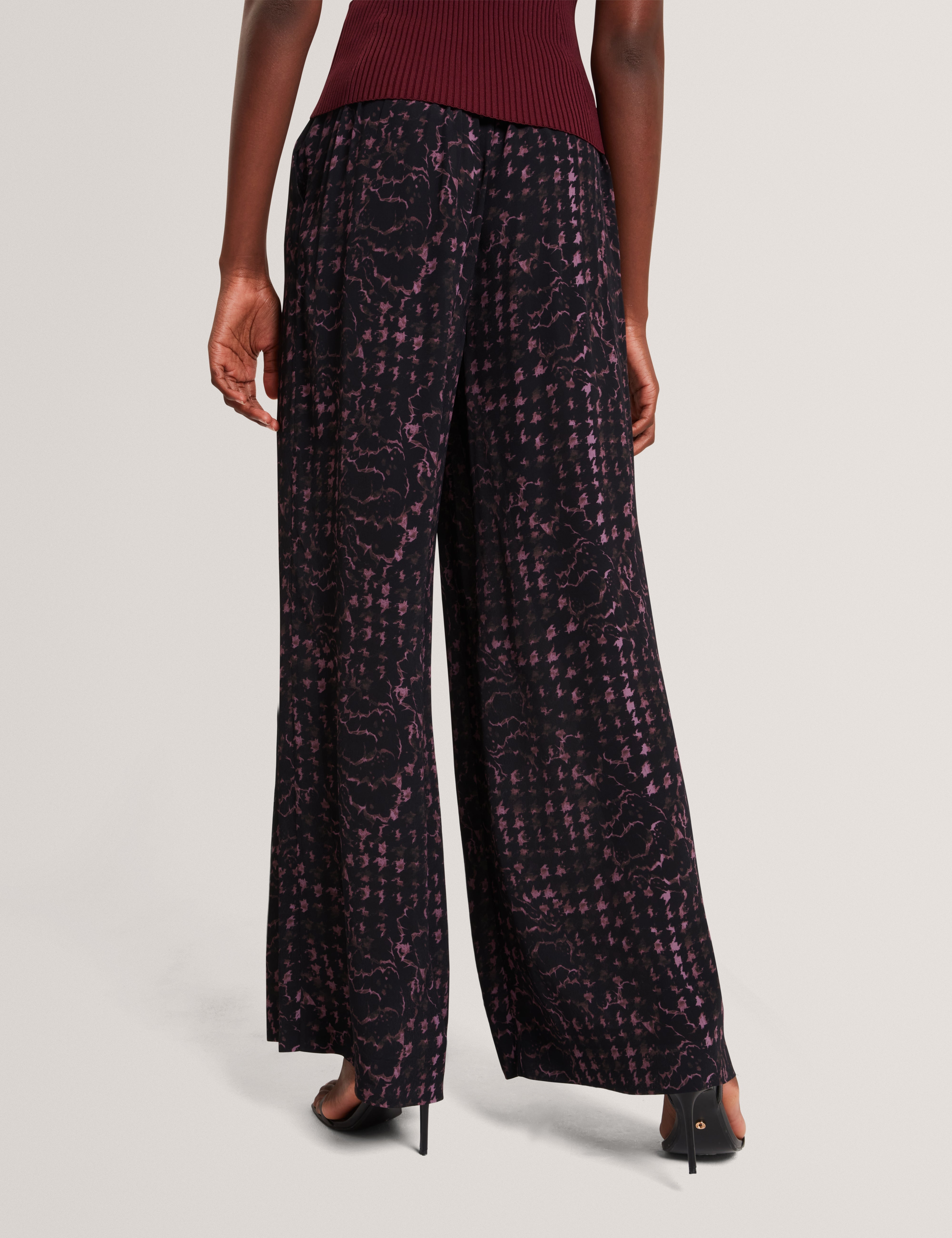 Reecha Printed Wide Leg Trouser Black