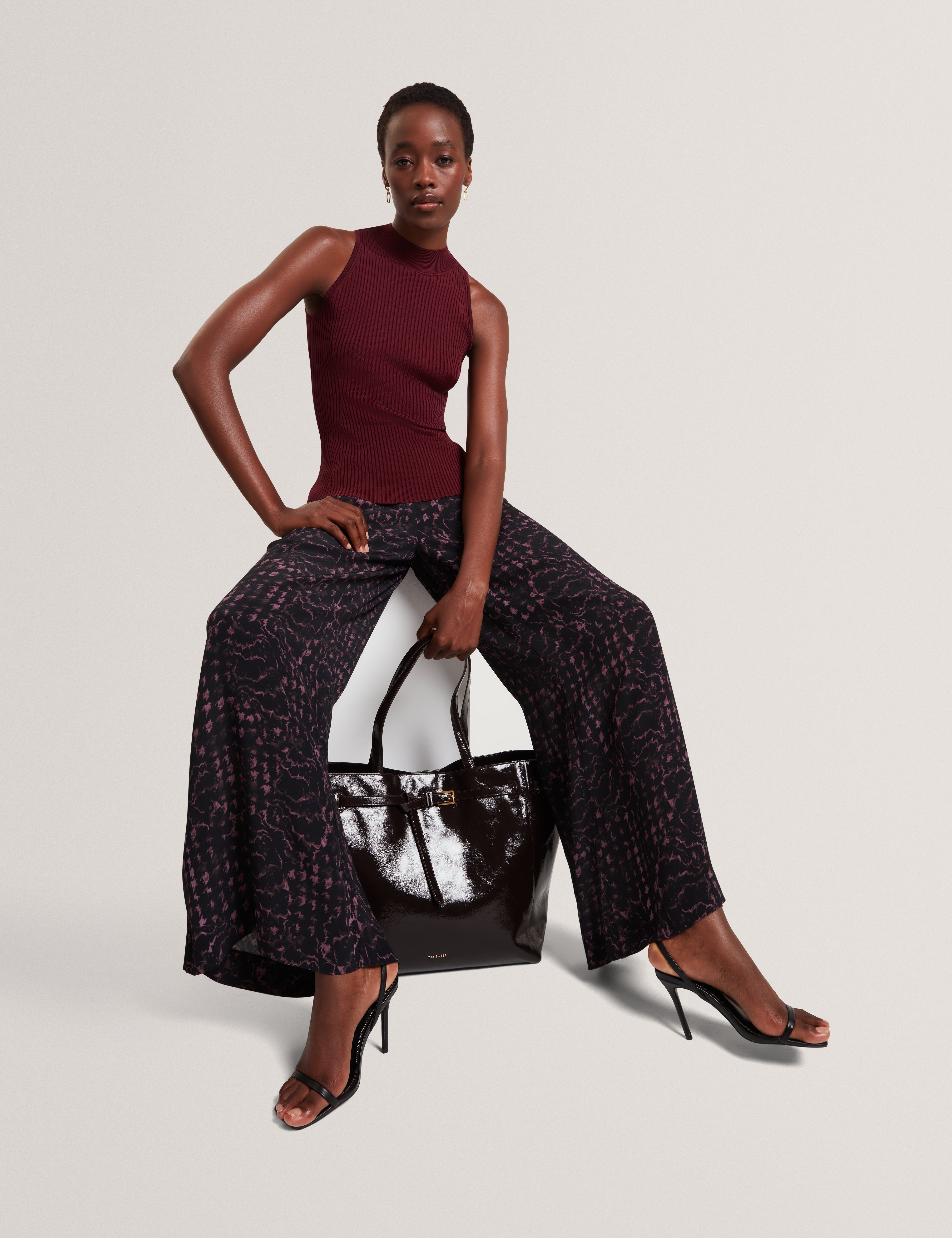 Reecha Printed Wide Leg Trouser Black