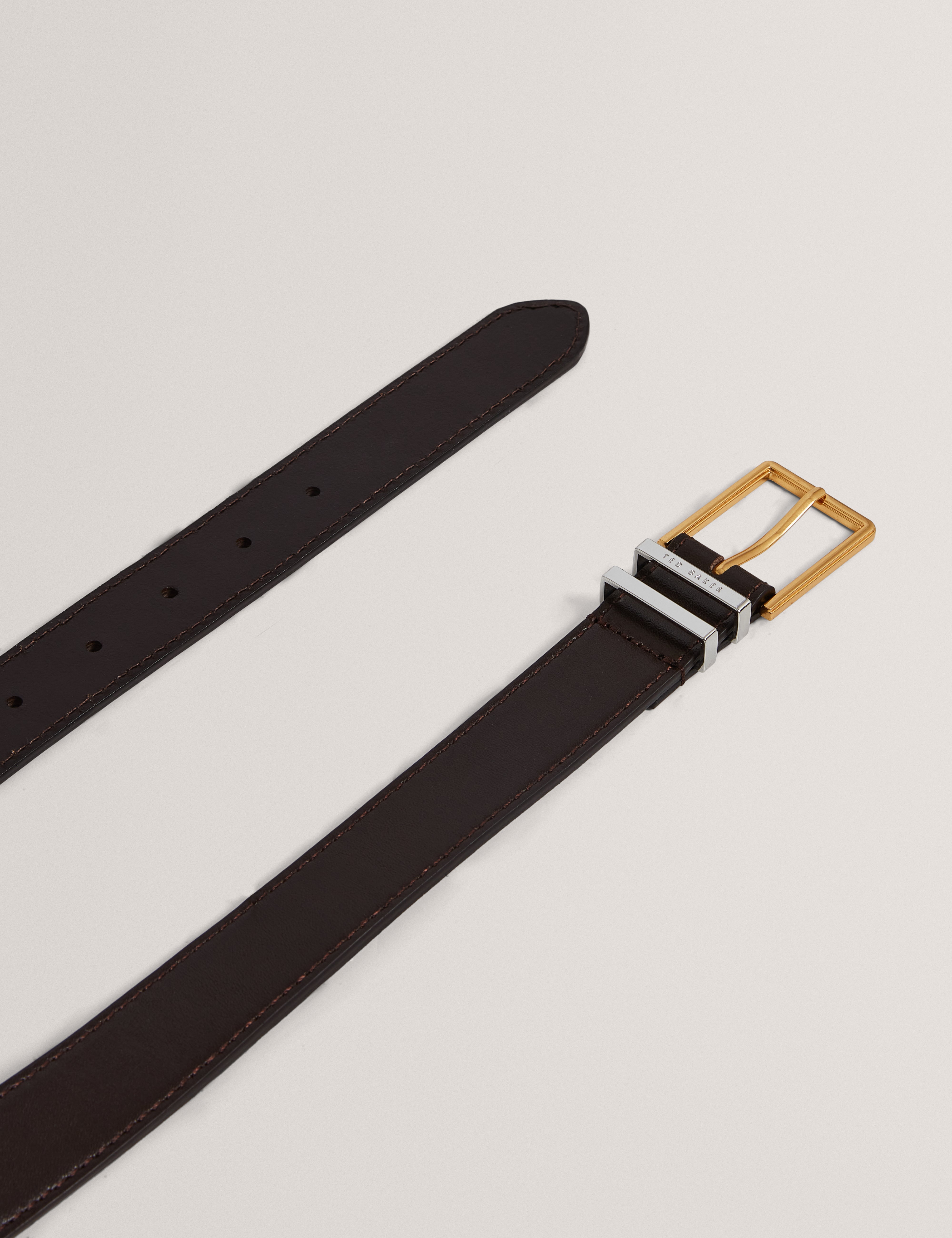 تالسي حزام من الجلد باللون البني الداكن