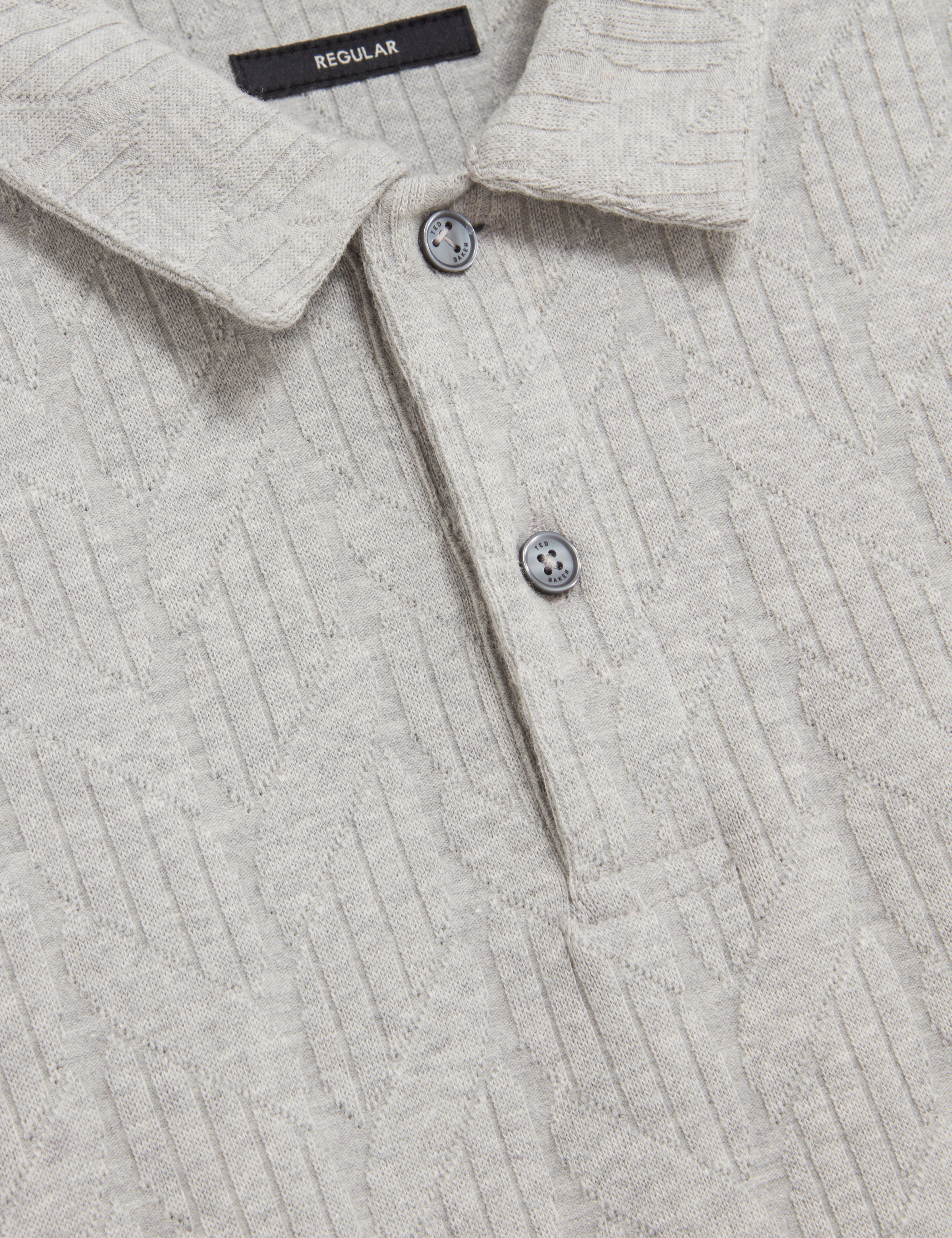 تي شيرت بولو بأكمام قصيرة وخياطة كابل من ريمبران - رمادي فاتح