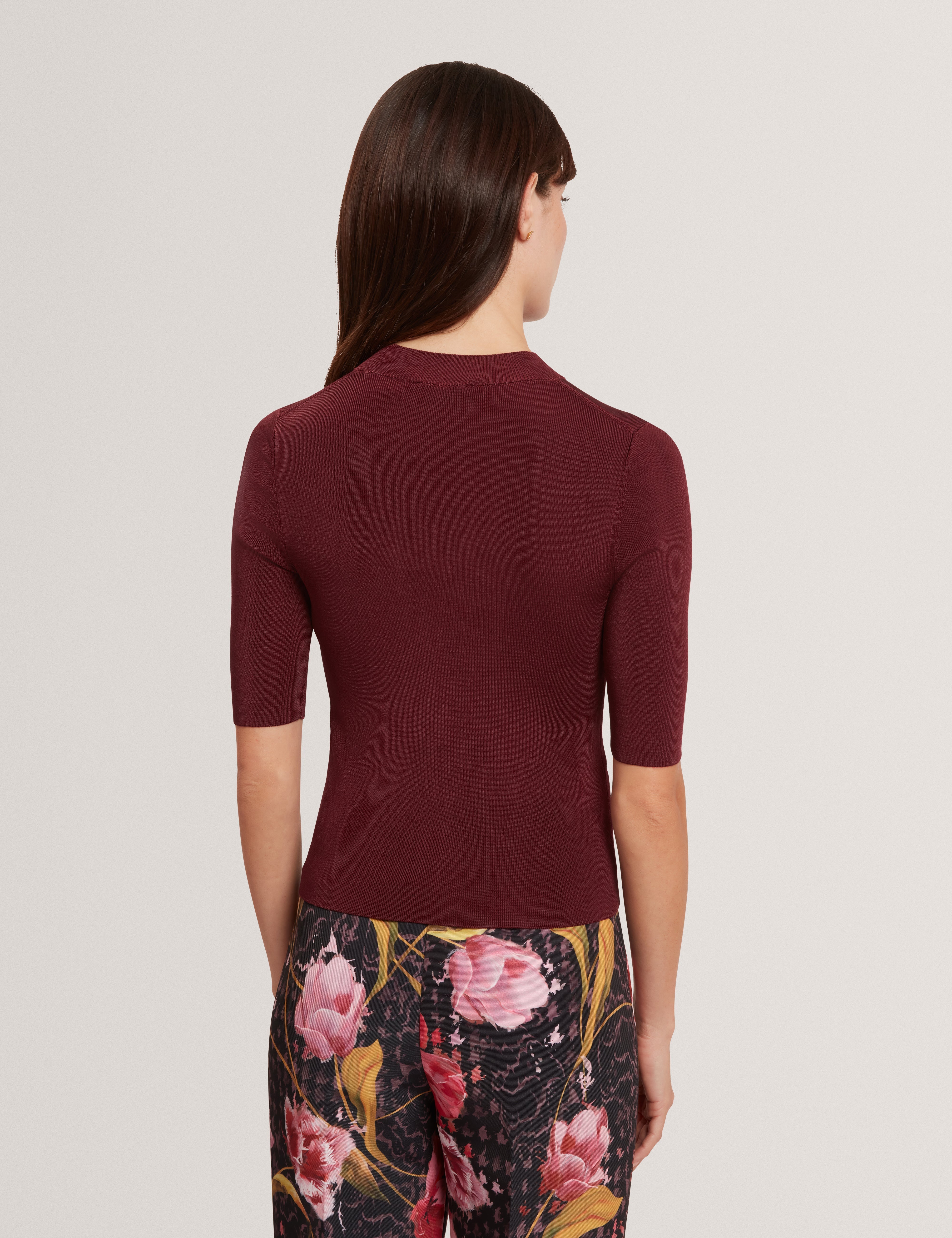 Felixia Knitted Half Sleeve Tee Maroon