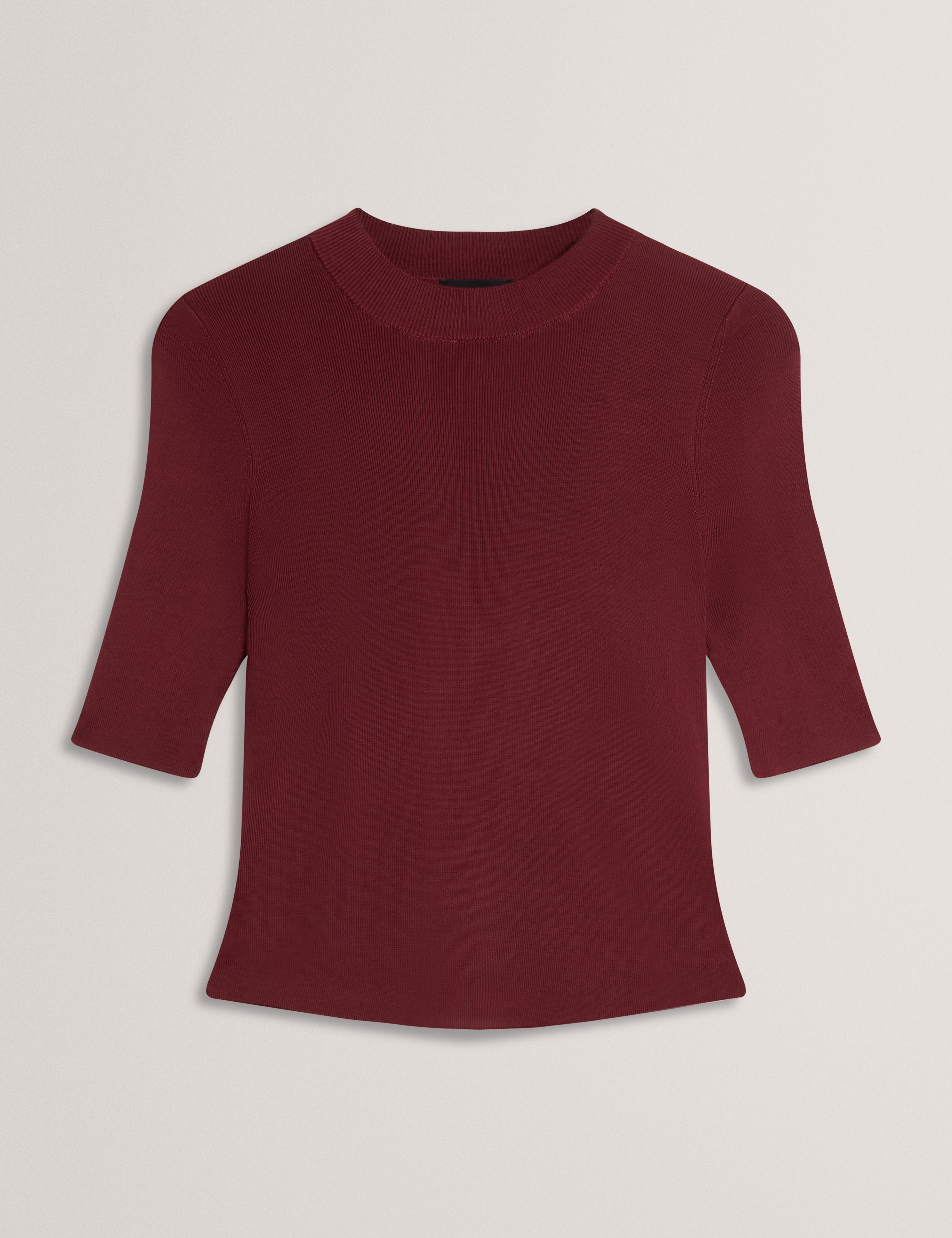 Felixia Knitted Half Sleeve Tee Maroon