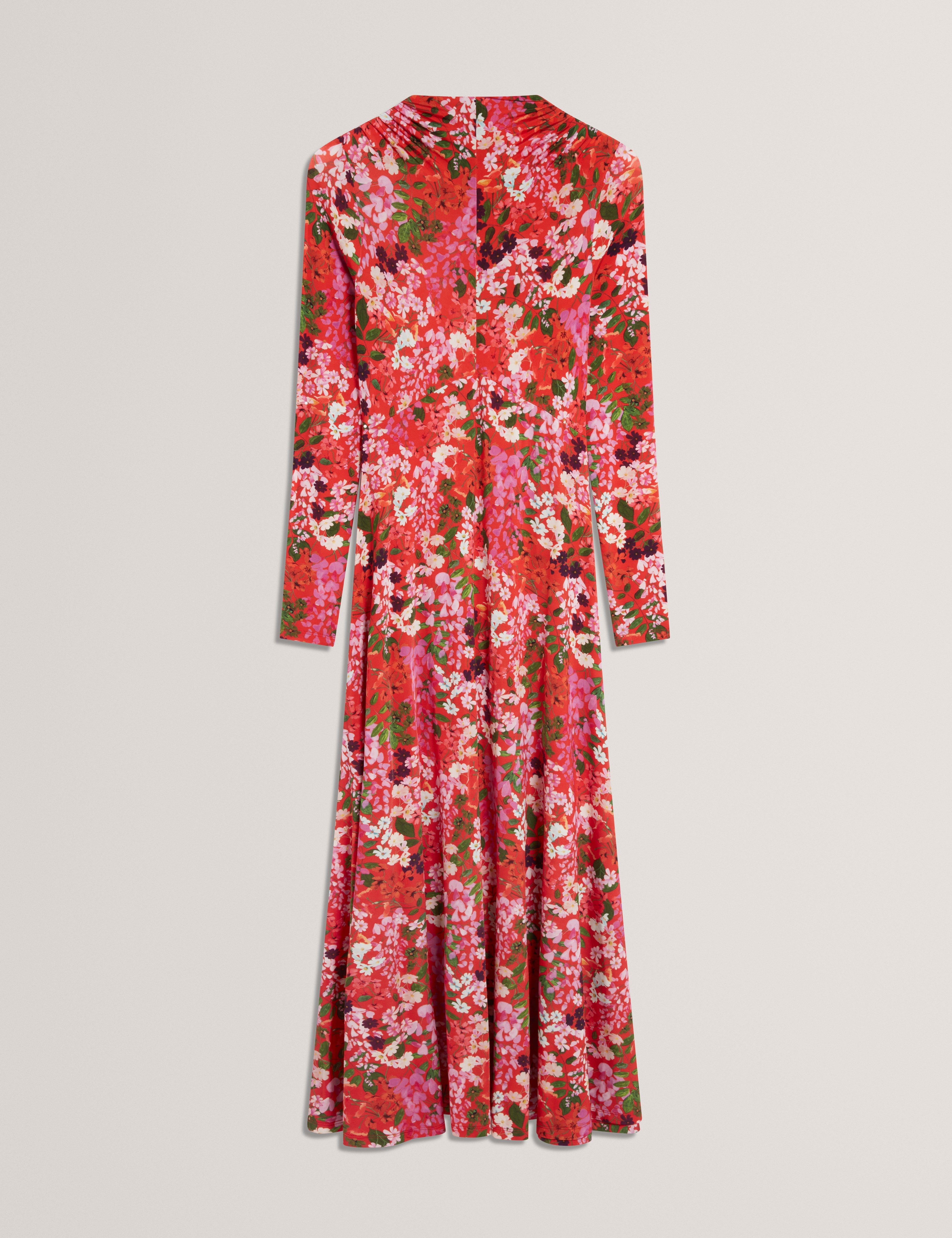 Roksane Slinky Jersey Printed Midi Dress Red