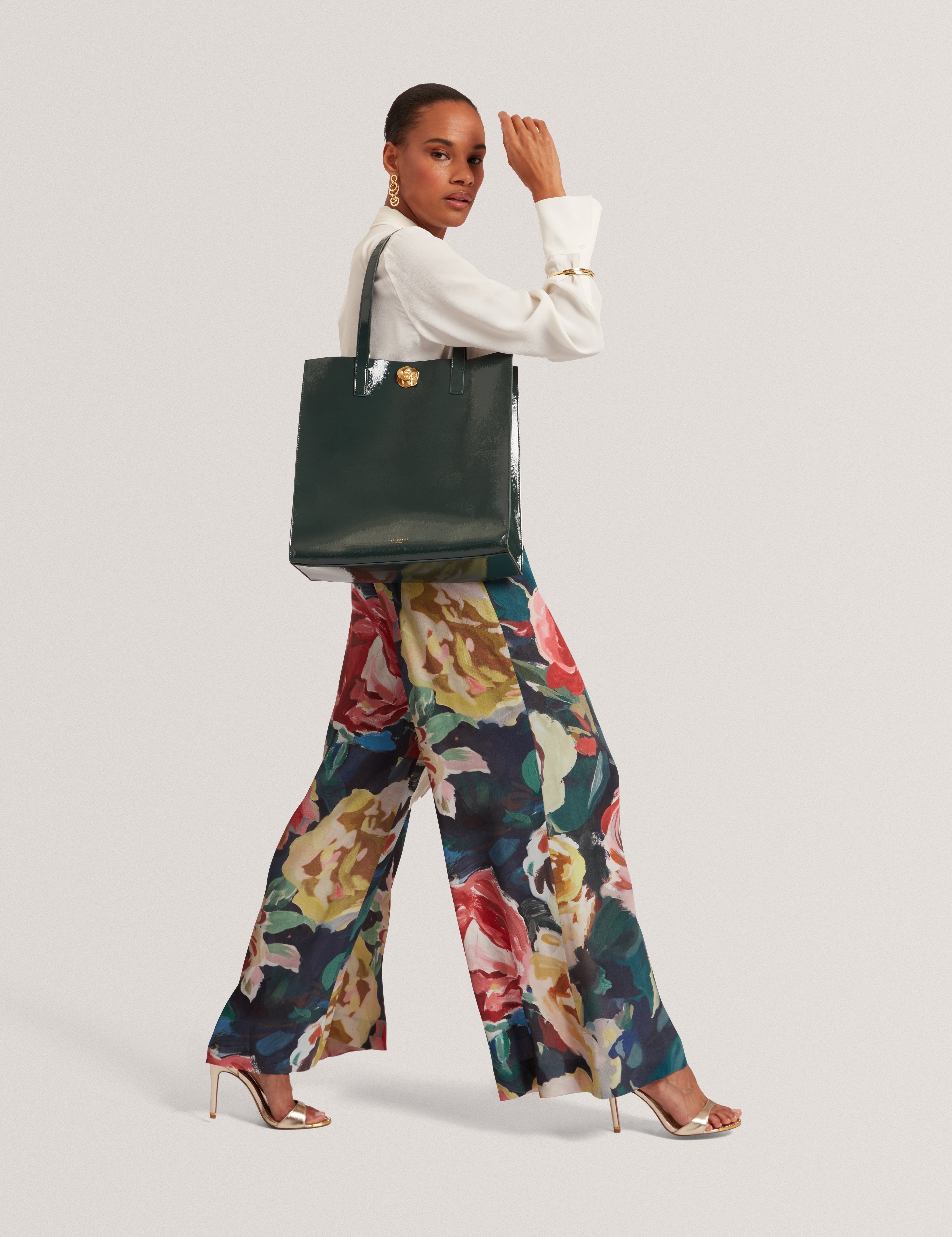 روسيني حقيبة توت كبيرة باللون الأخضر الداكن