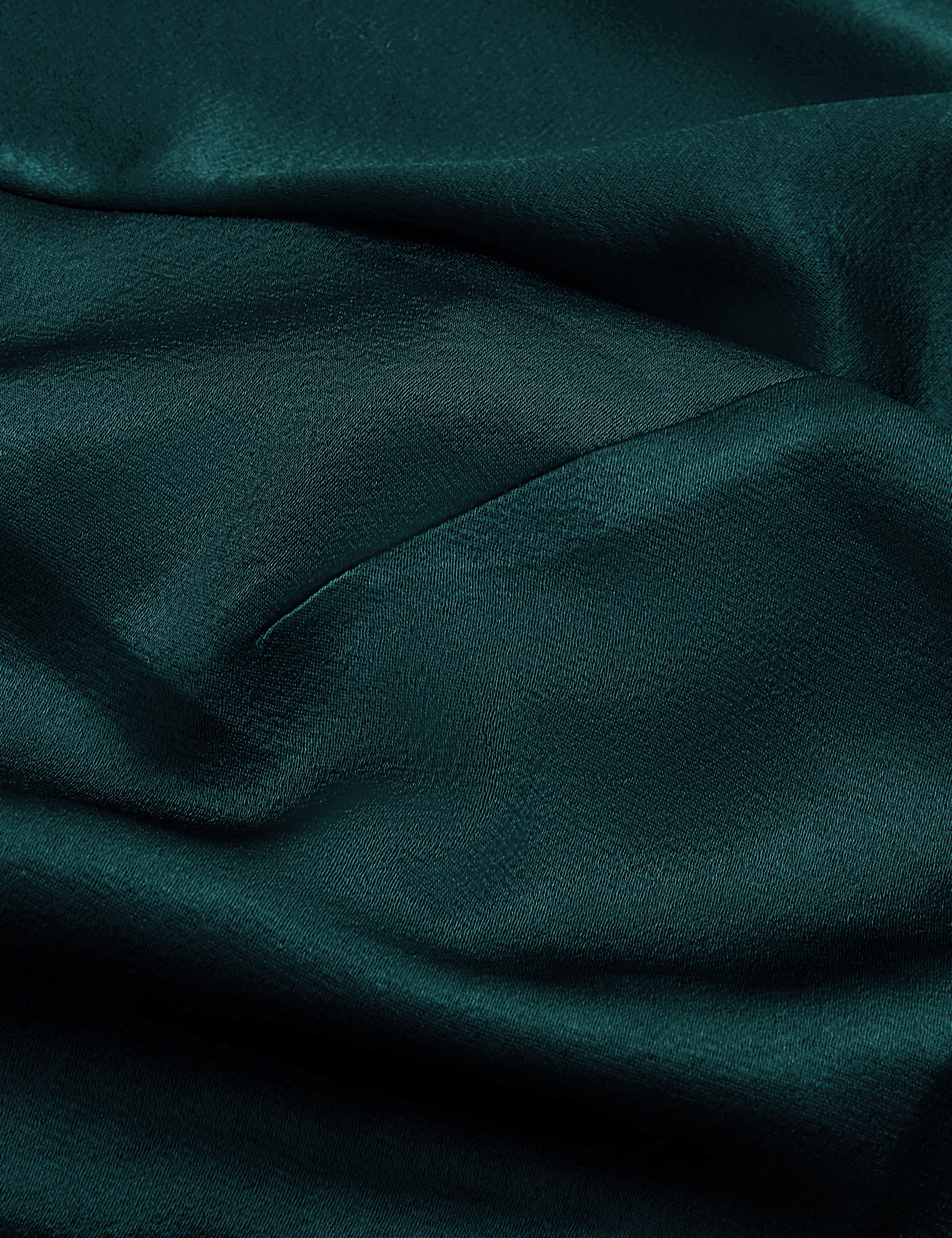 بلوزة مايزي بأكمام طويلة وفتحة رقبة دائرية - أخضر داكن