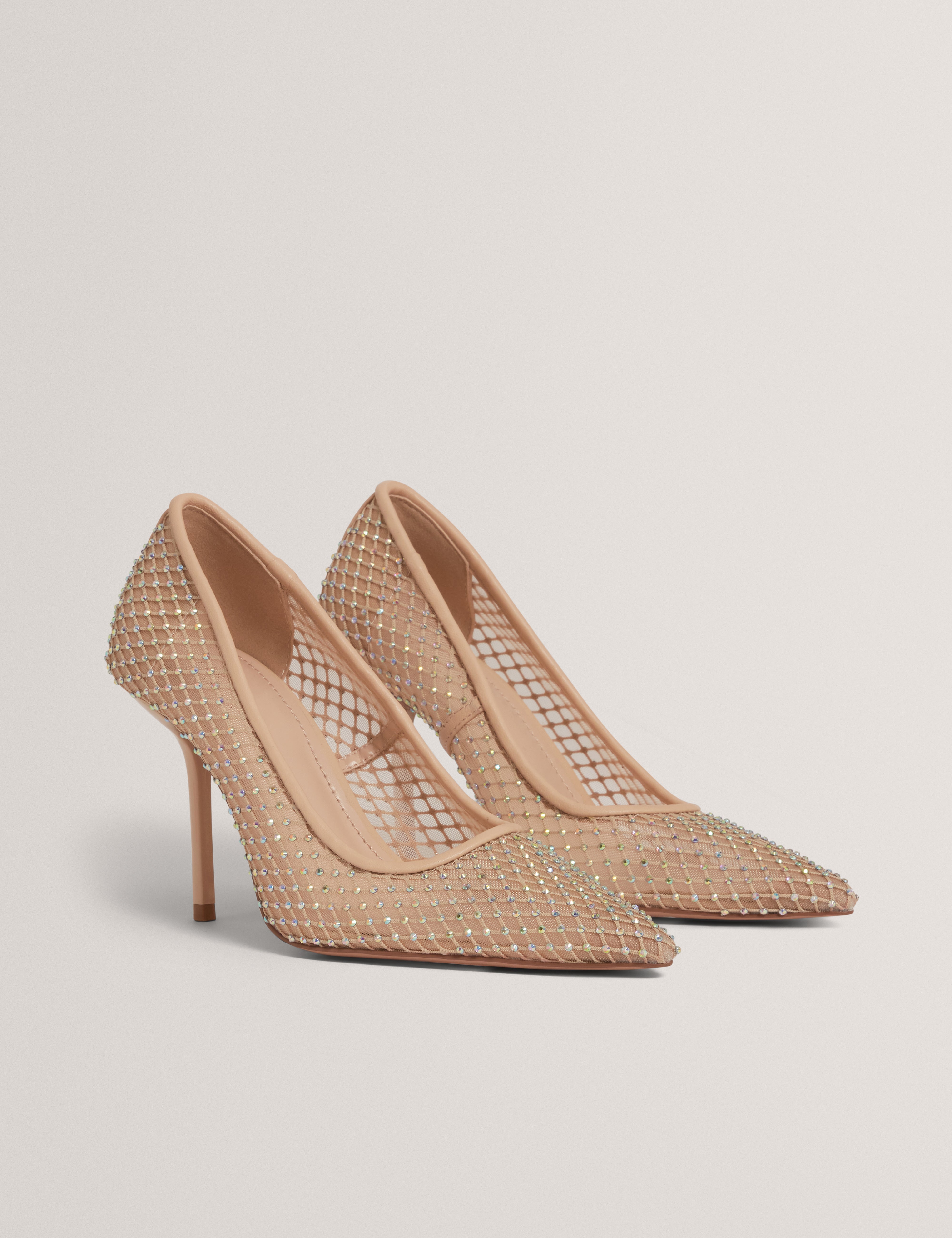 Criista Crystal Mesh Heel Shoe Nude