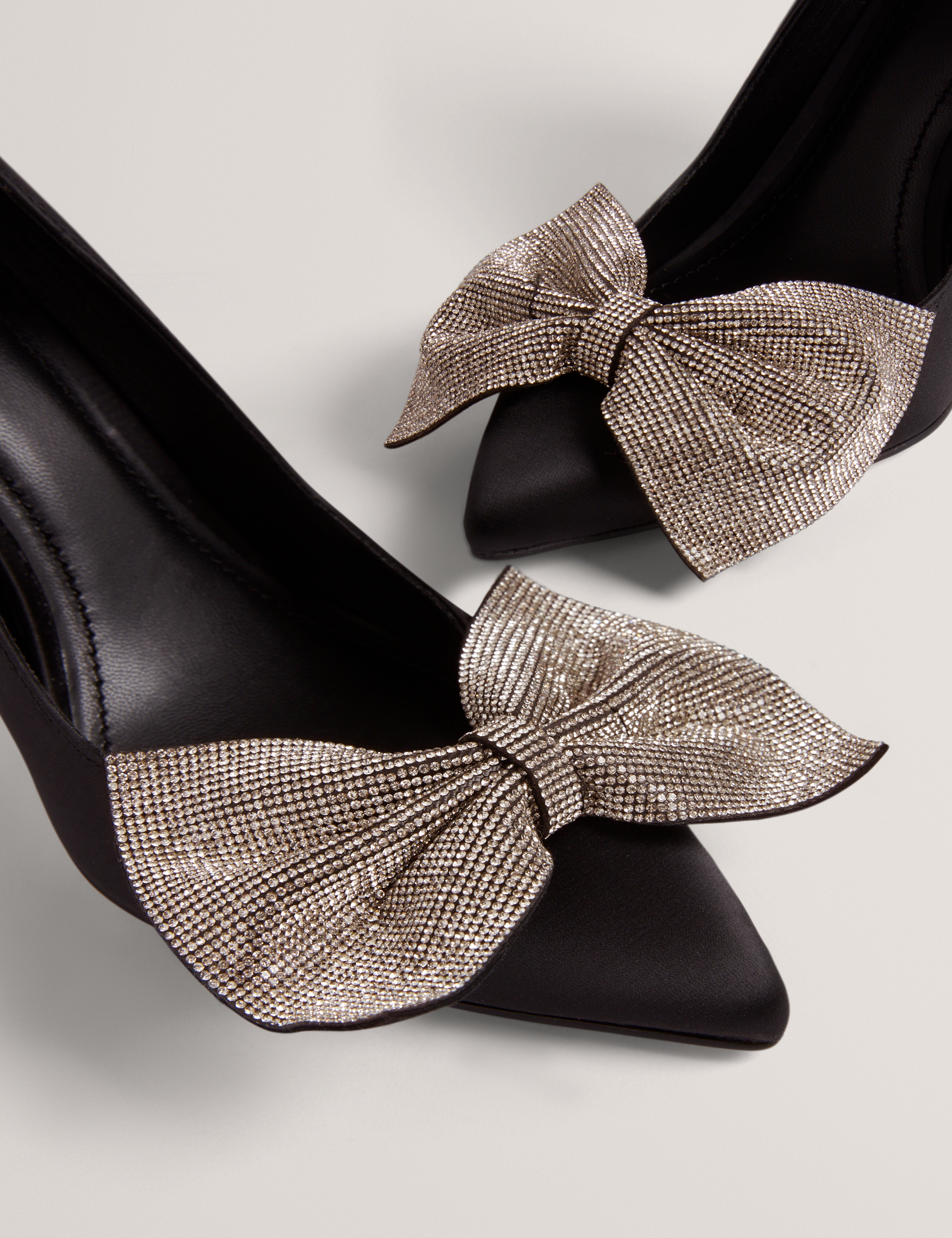 Criisti Bow Embellished Heel Court Shoe Black