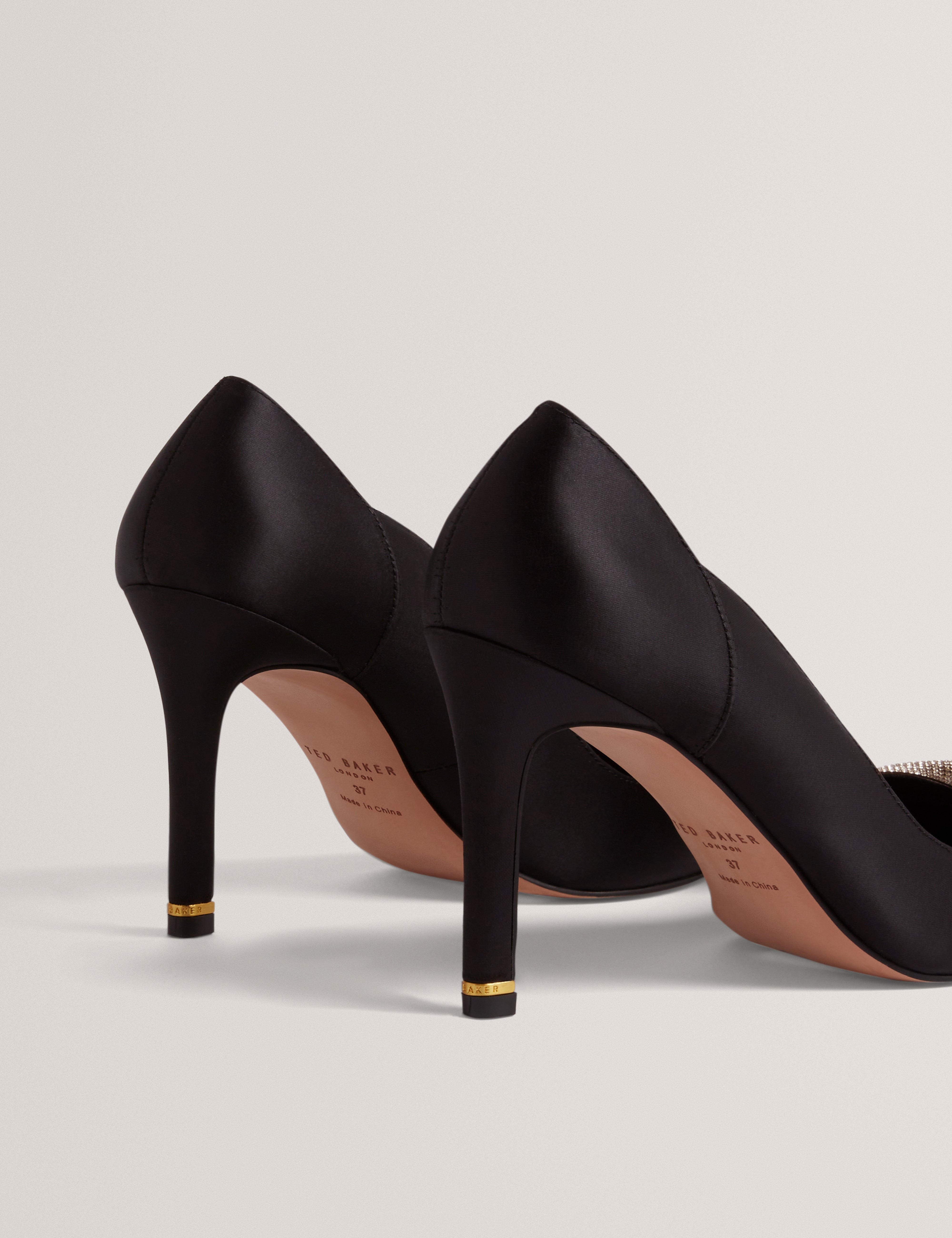 Criisti Bow Embellished Heel Court Shoe Black