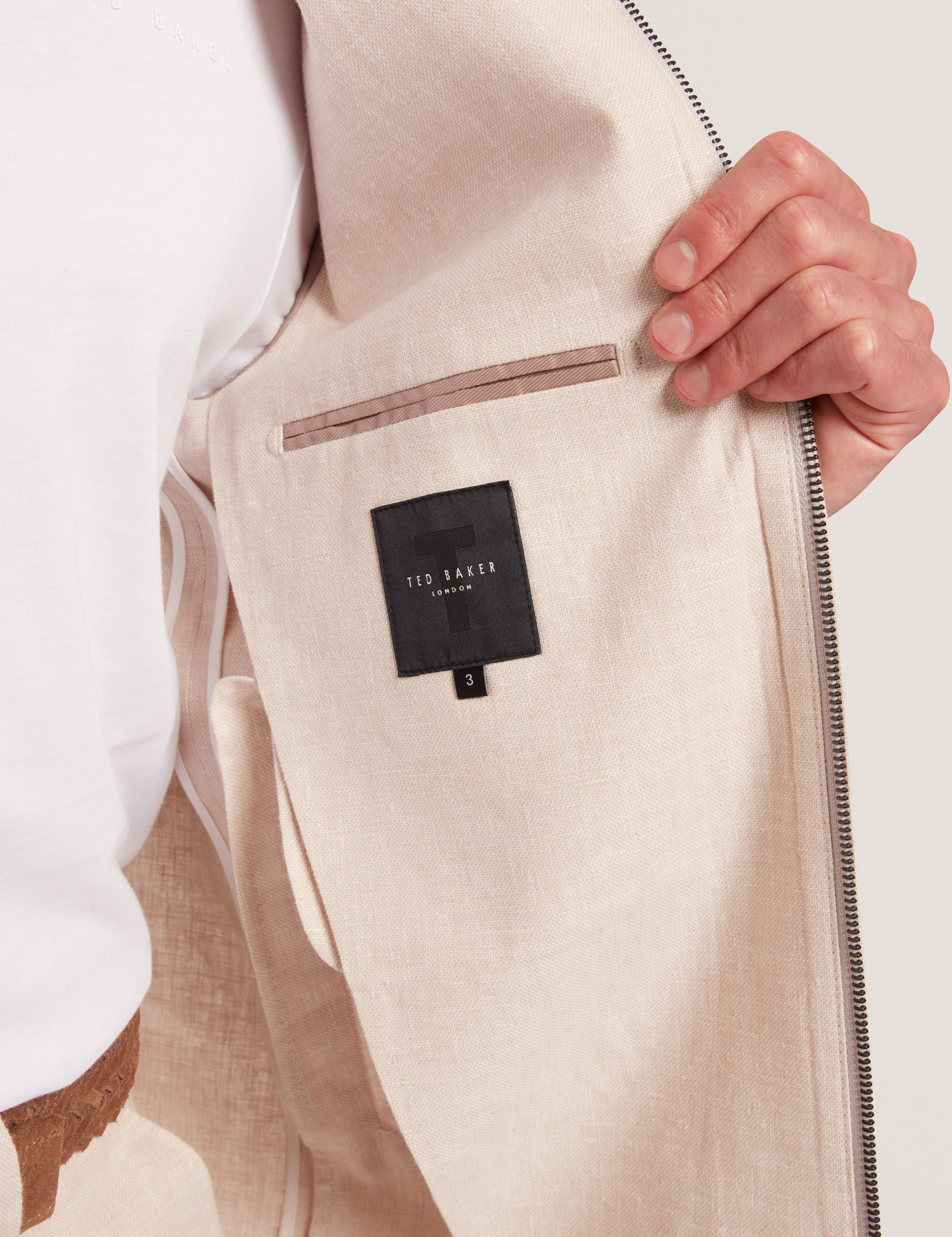 جاكيت Ashleyj Slim Fit من مزيج الكتان باللون الحجري