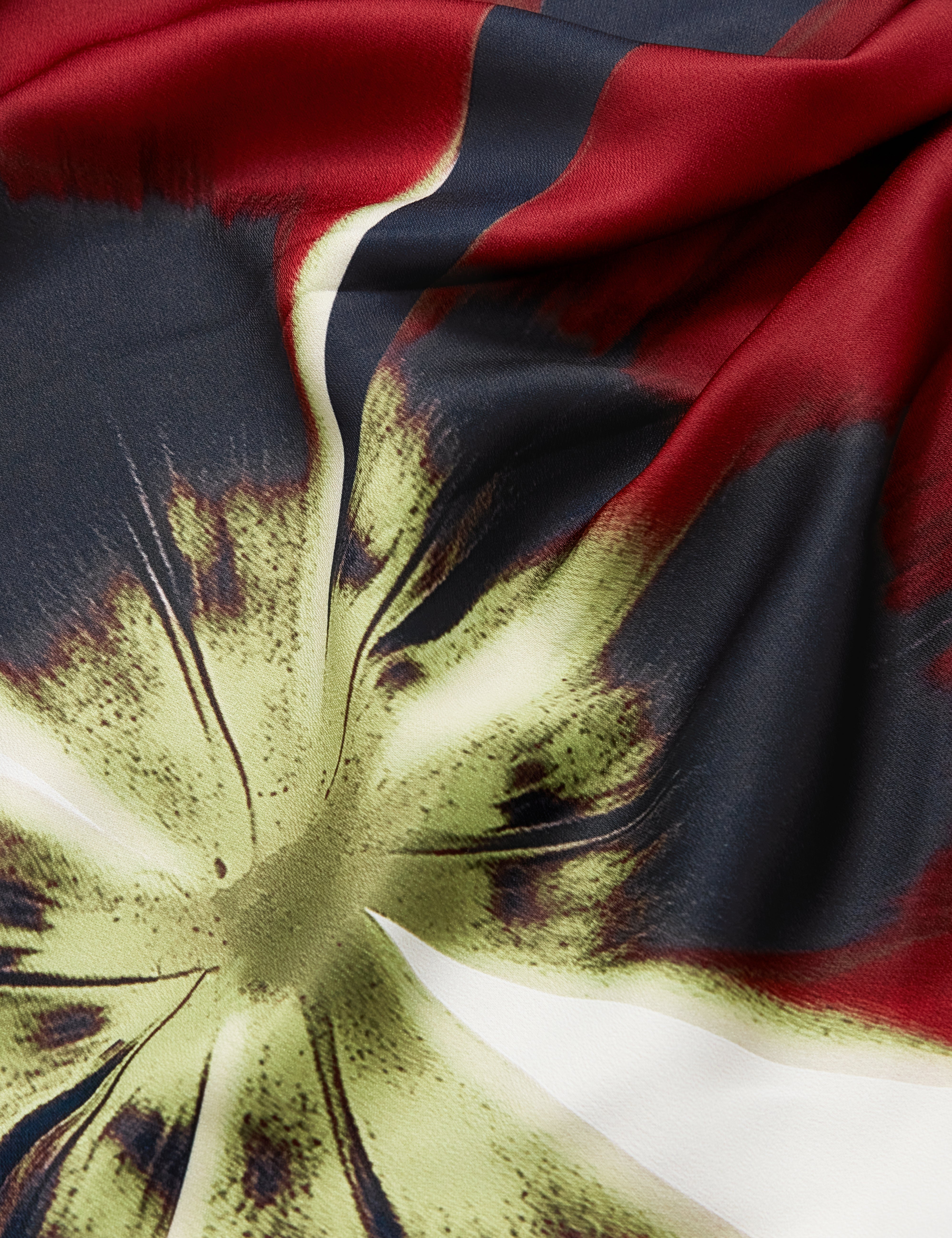 Mawie Printed Draped Front Knitted Top Navy