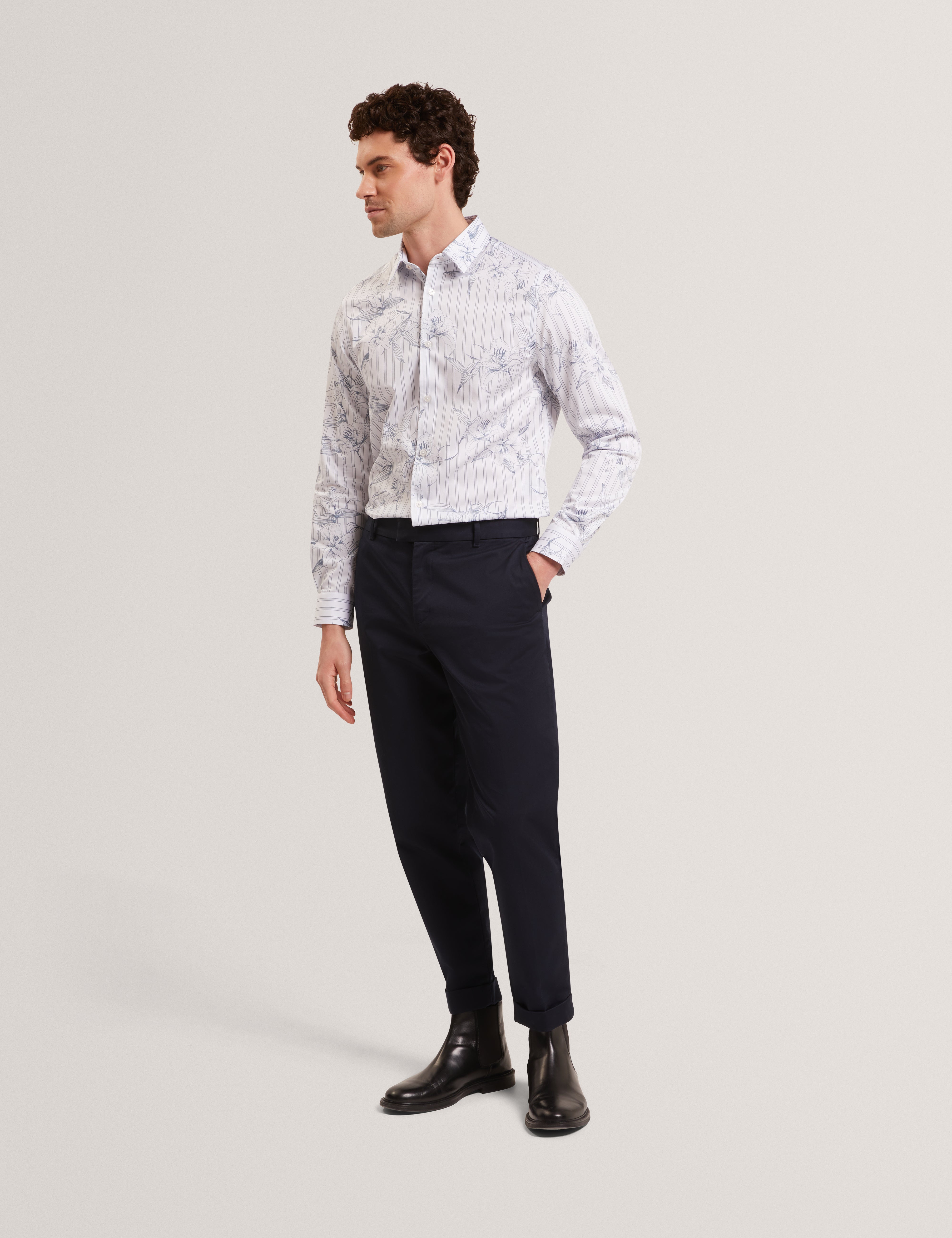 Cipher Long Sleeve Stripe Floral Lt-Blue