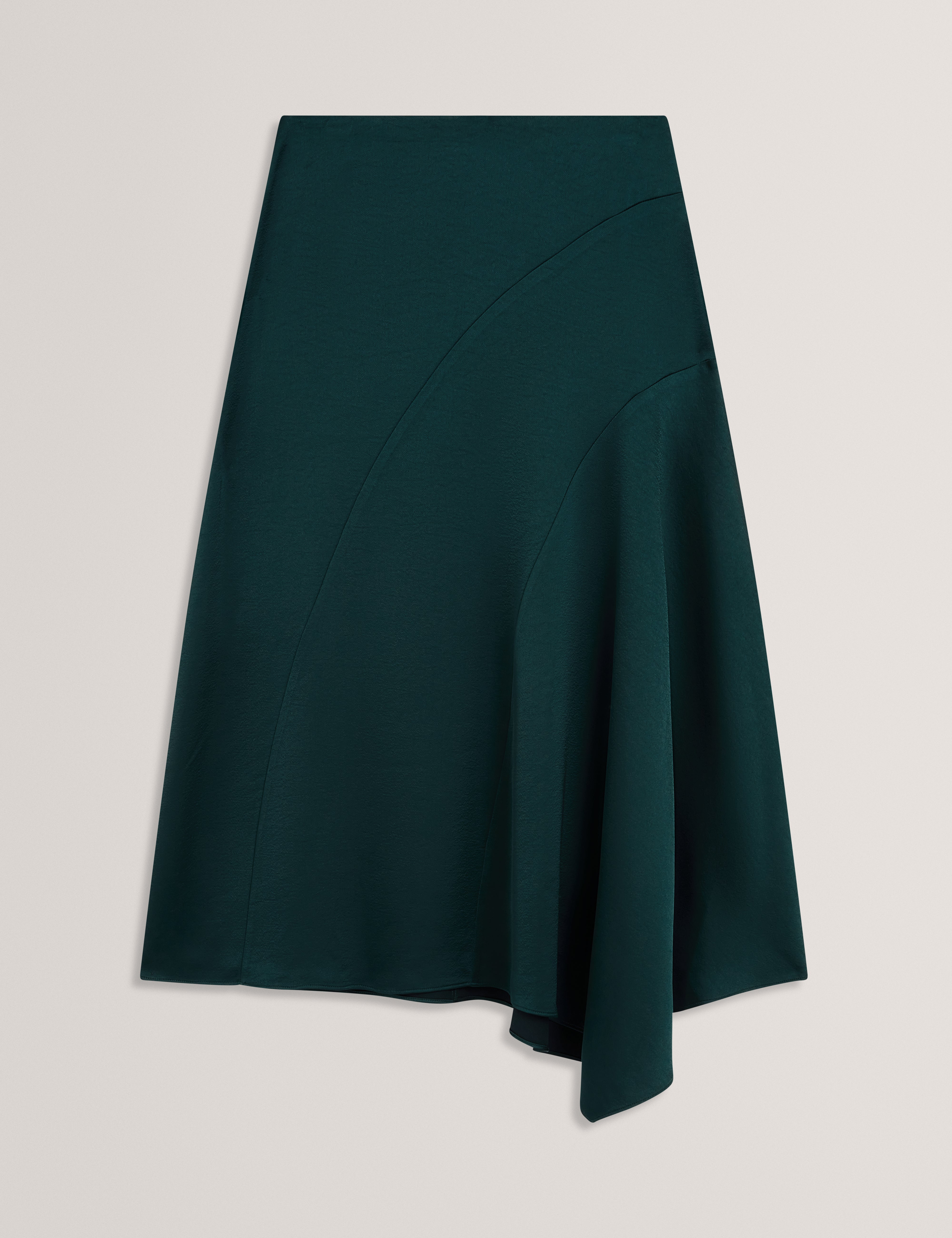 Bolsena Satin Midi Skirt With Asymmetric Hem Dk-Green