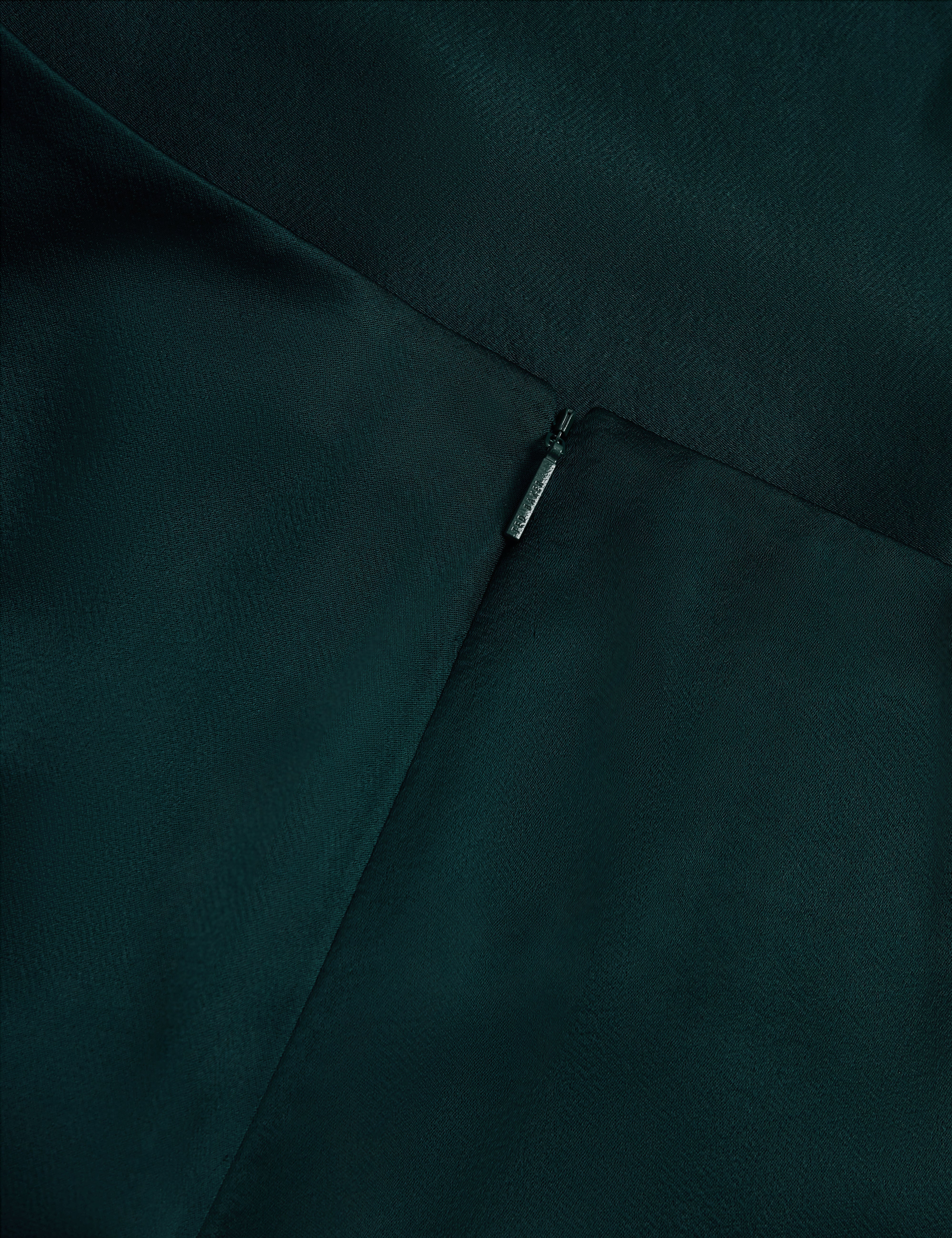 Bolsena Satin Midi Skirt With Asymmetric Hem Dk-Green