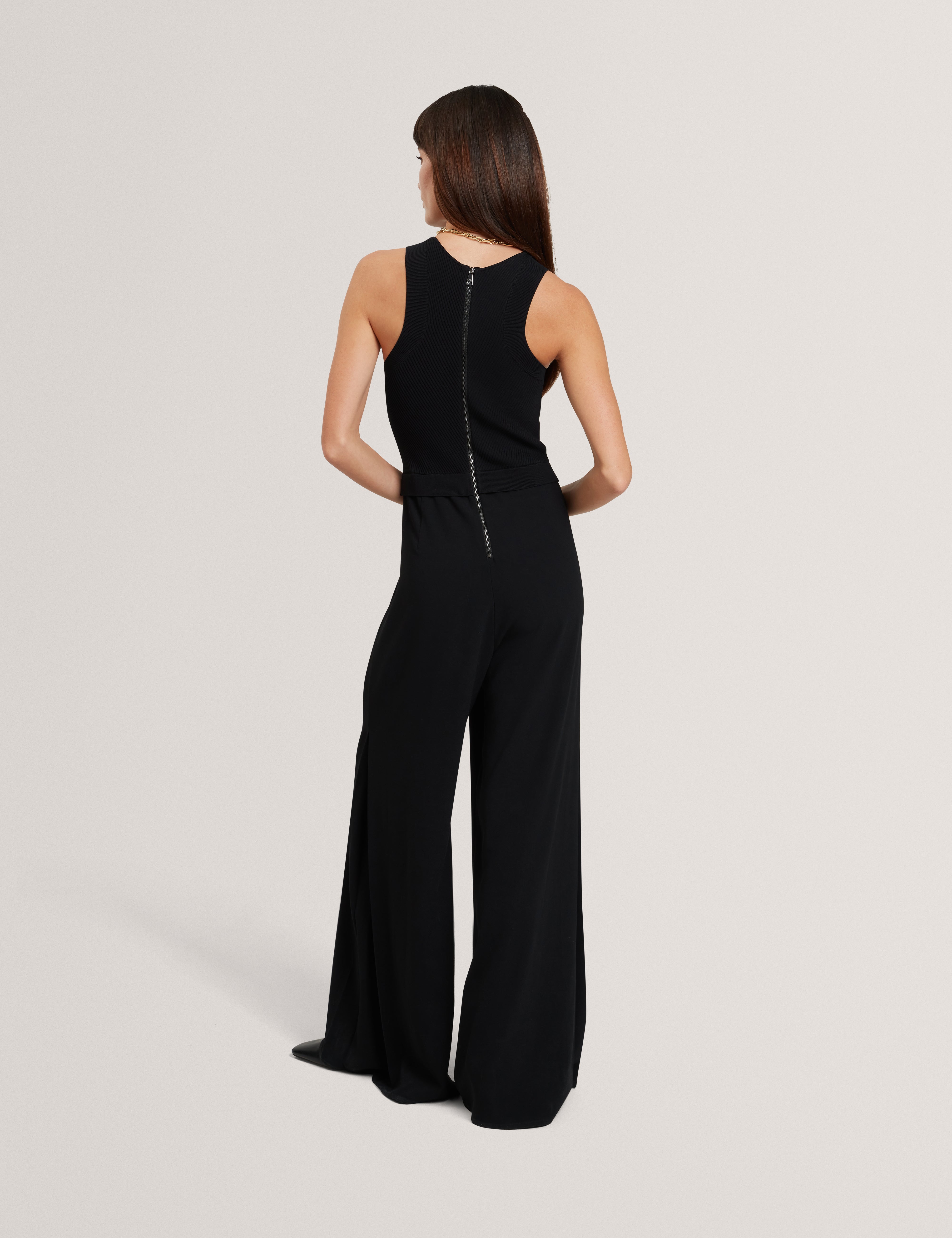 Toveli Knit Bodice Wide Leg Jumpsuit Black