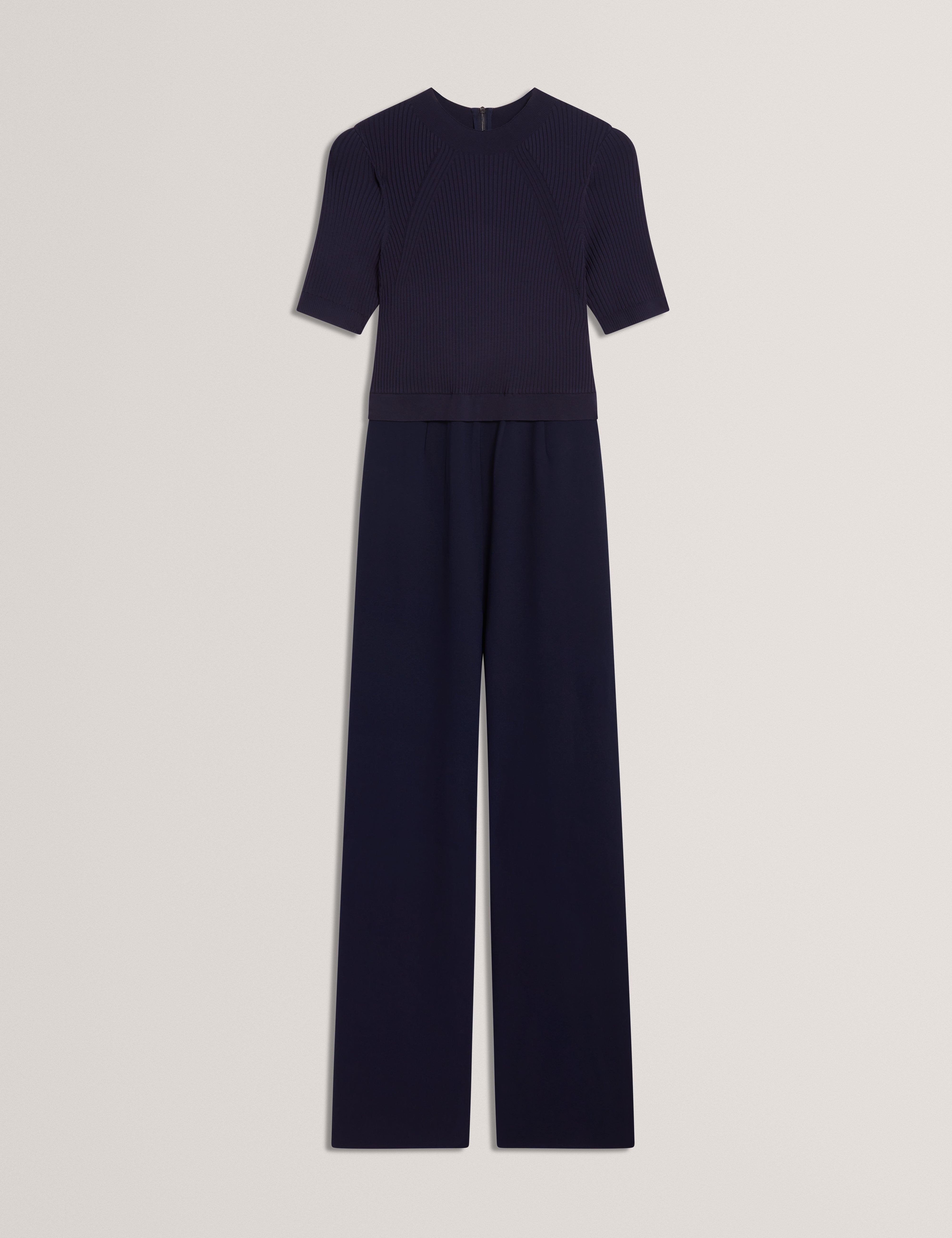 Aellaa Knit Bodice Jumpsuit Navy