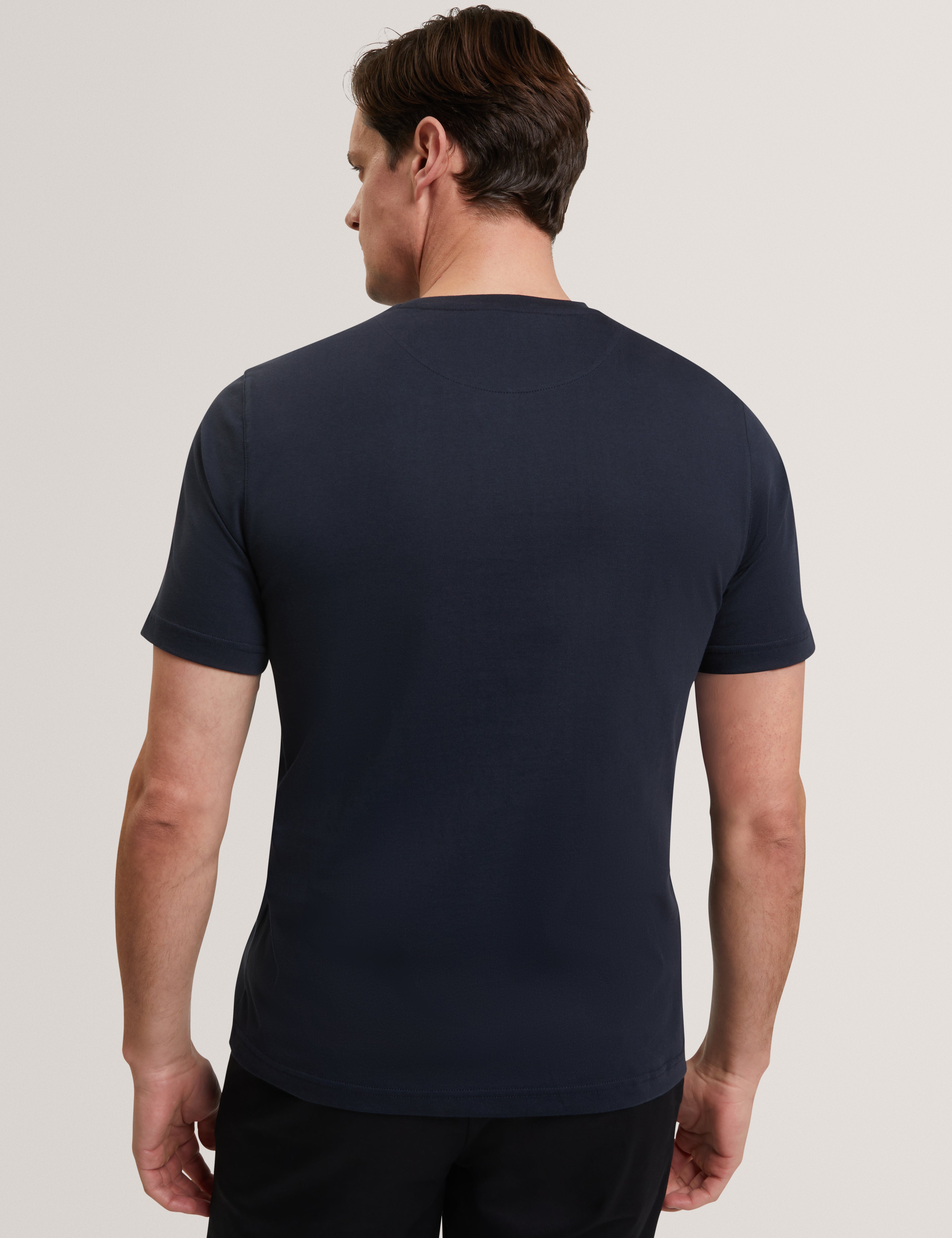 Floraen Short Sleeve Chest Graphic T-Shirt Navy