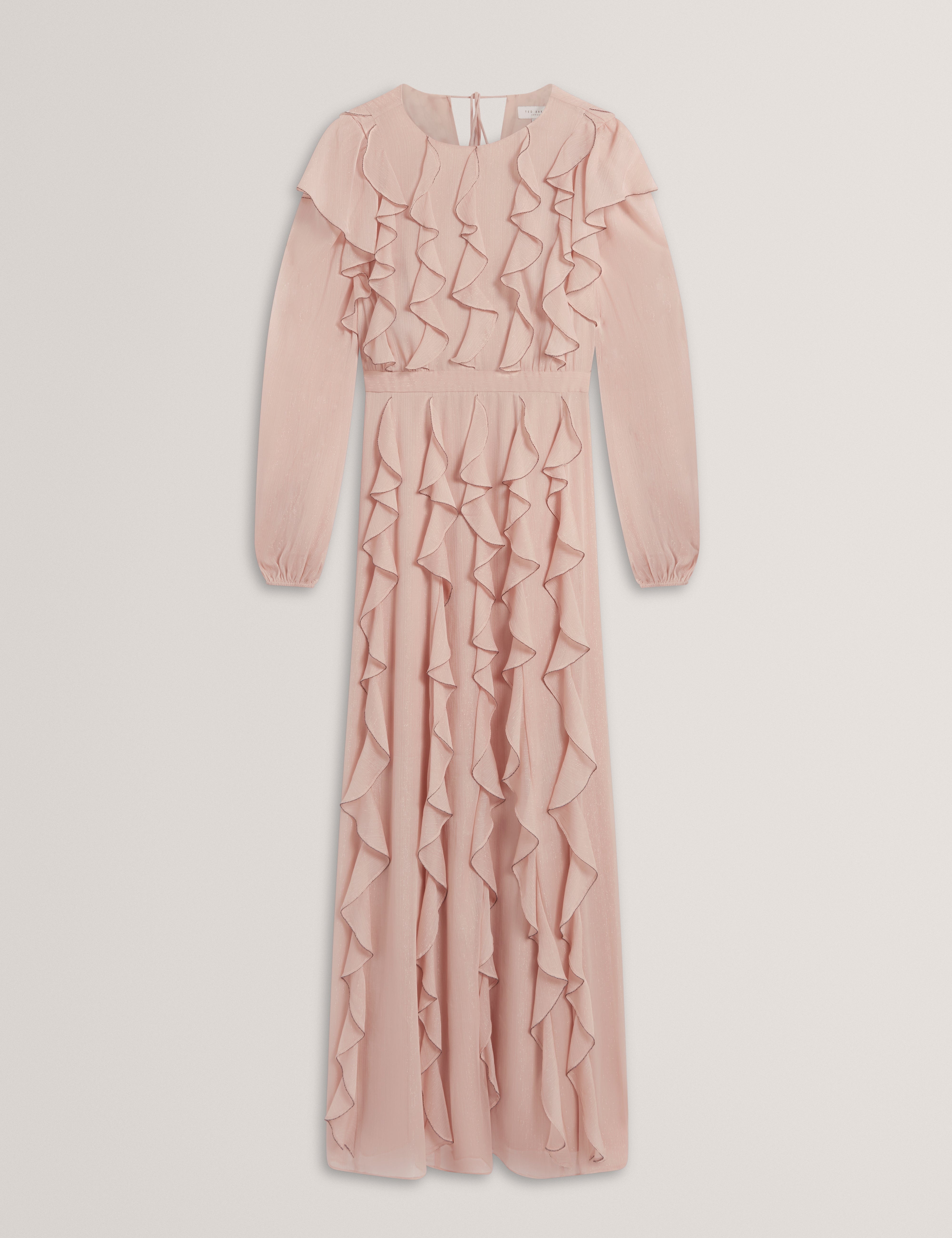 Liyanna Long Sleeve Ruffle Maxi Dress Pink
