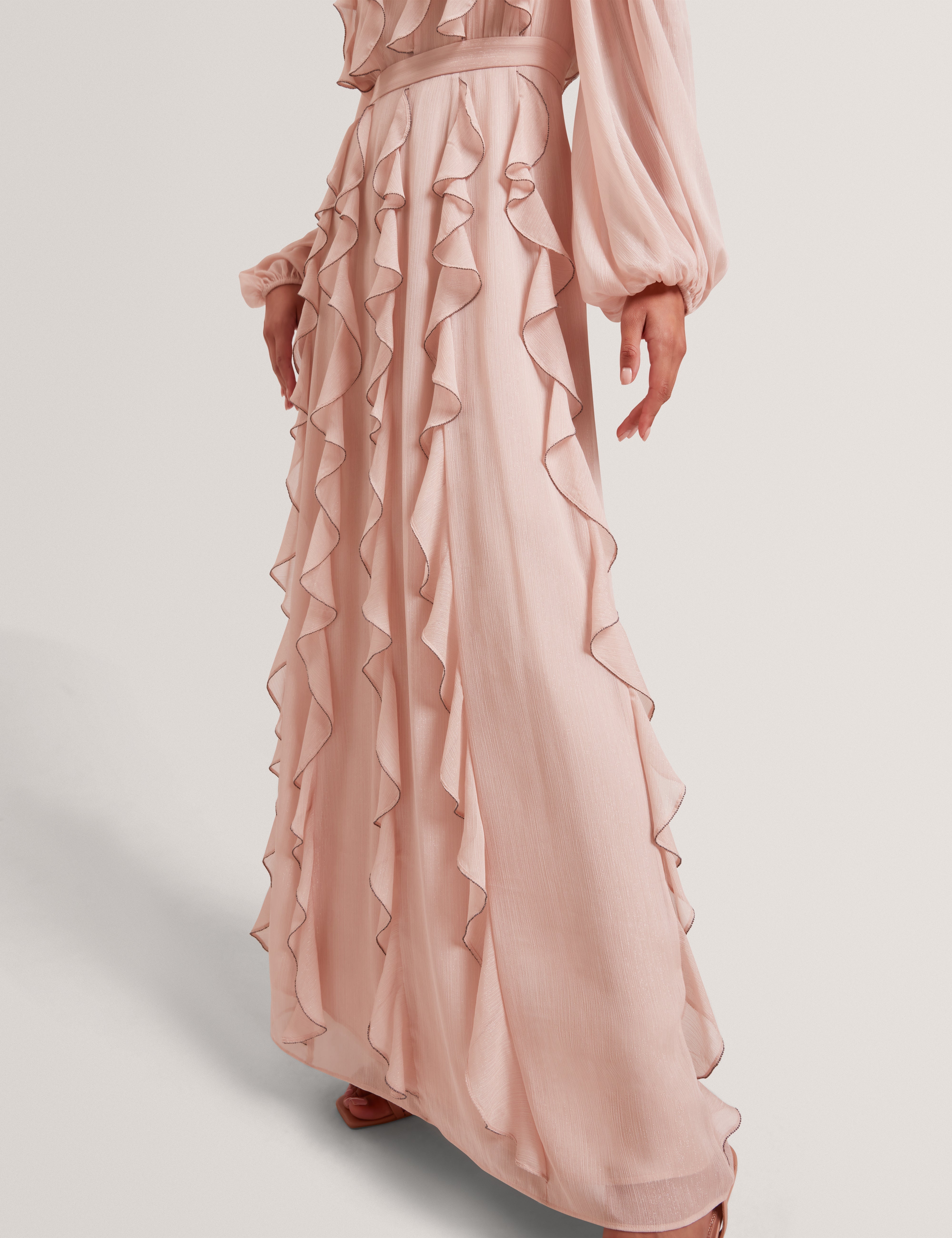 Liyanna Long Sleeve Ruffle Maxi Dress Pink