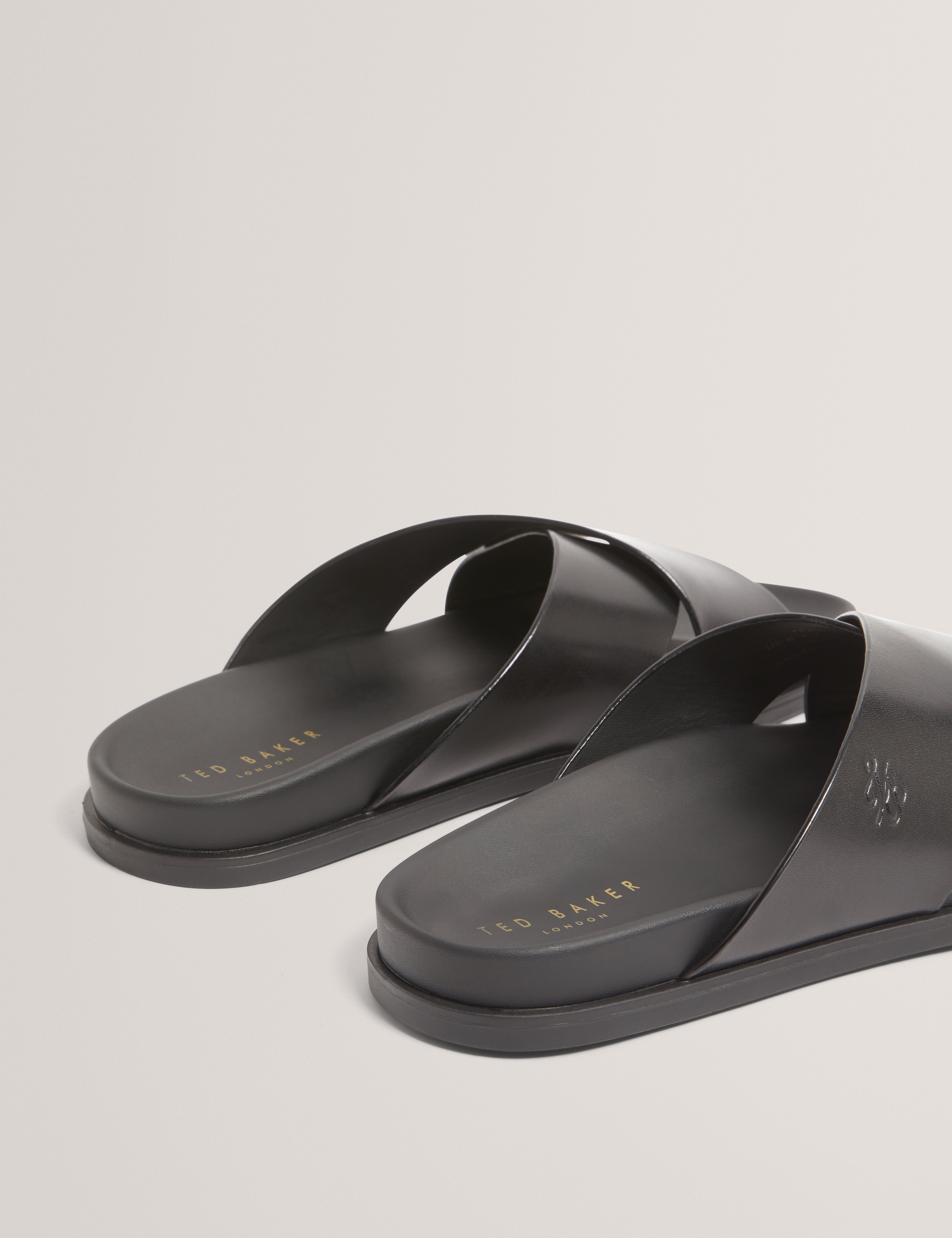 Terriy Tb Script Leather Sandals Black