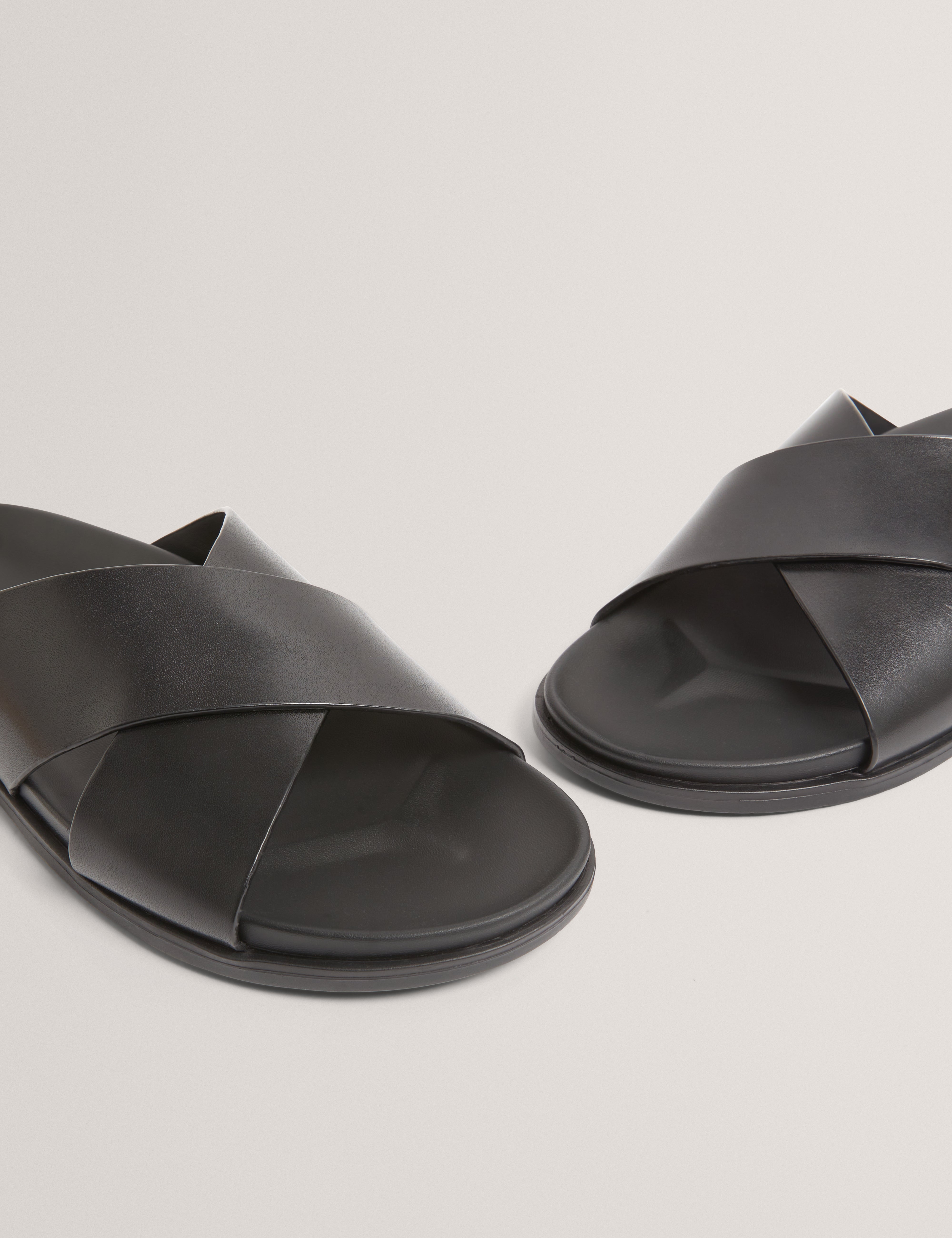 Terriy Tb Script Leather Sandals Black