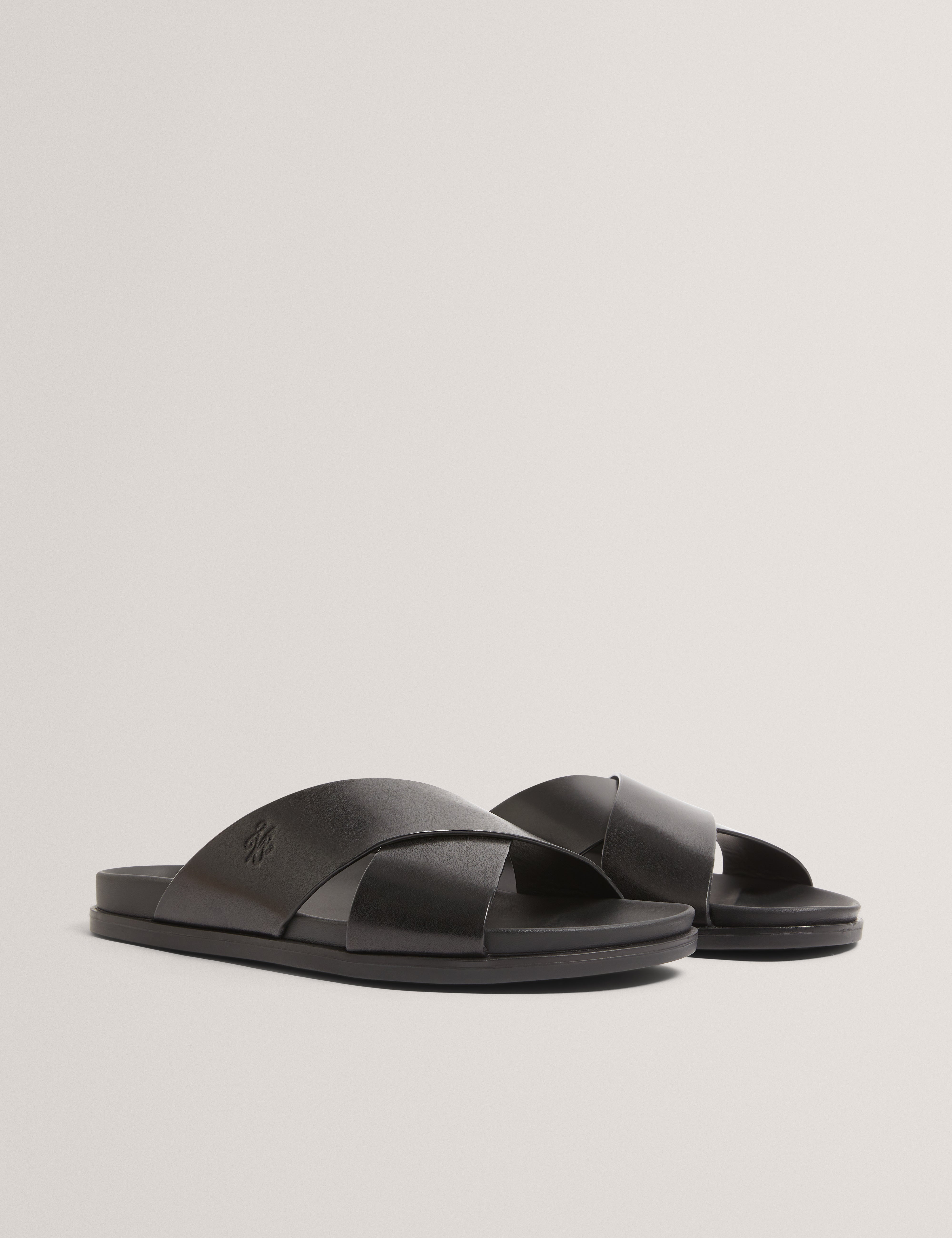 Terriy Tb Script Leather Sandals Black