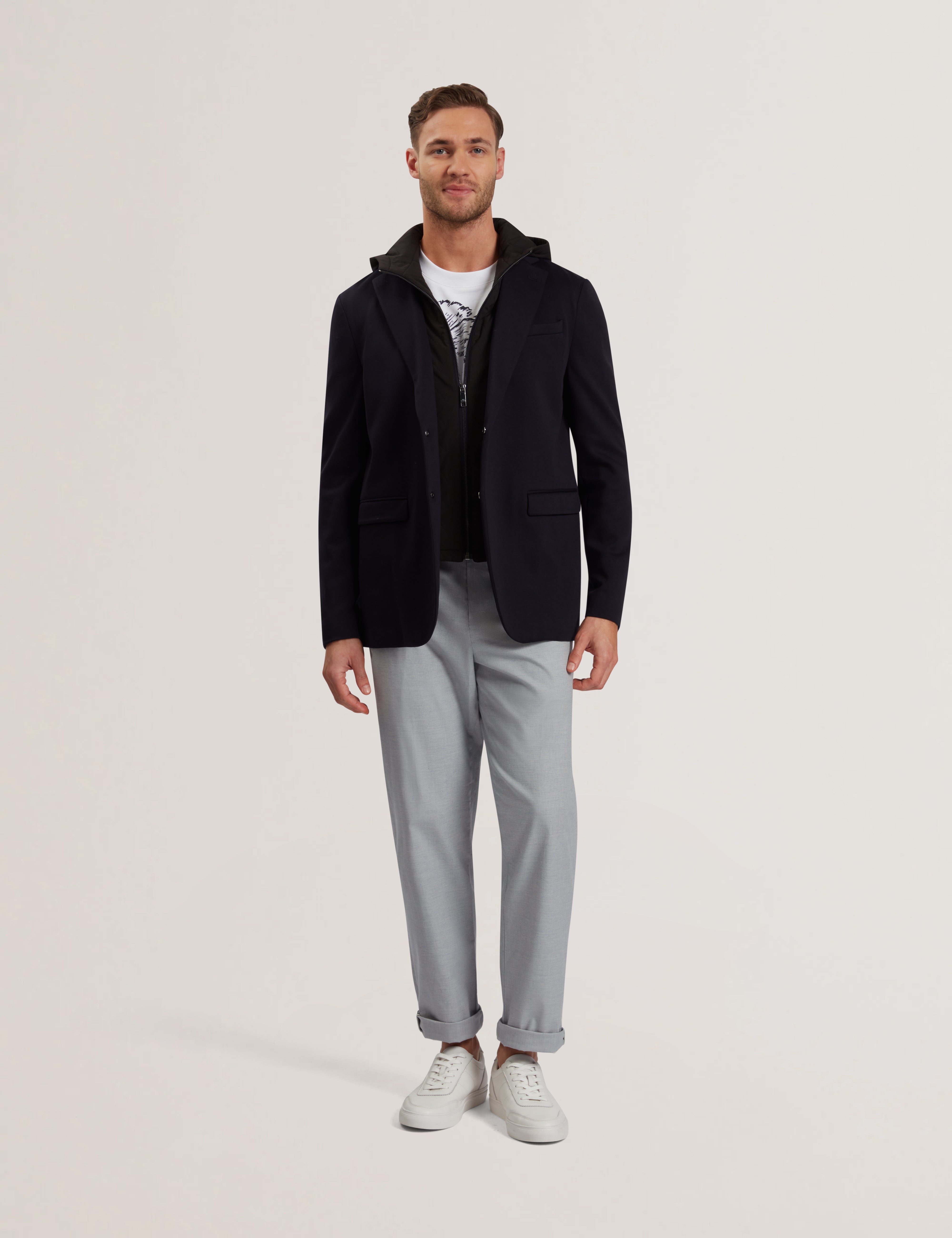 أشب بليزر جيرسيه باللون الكحلي