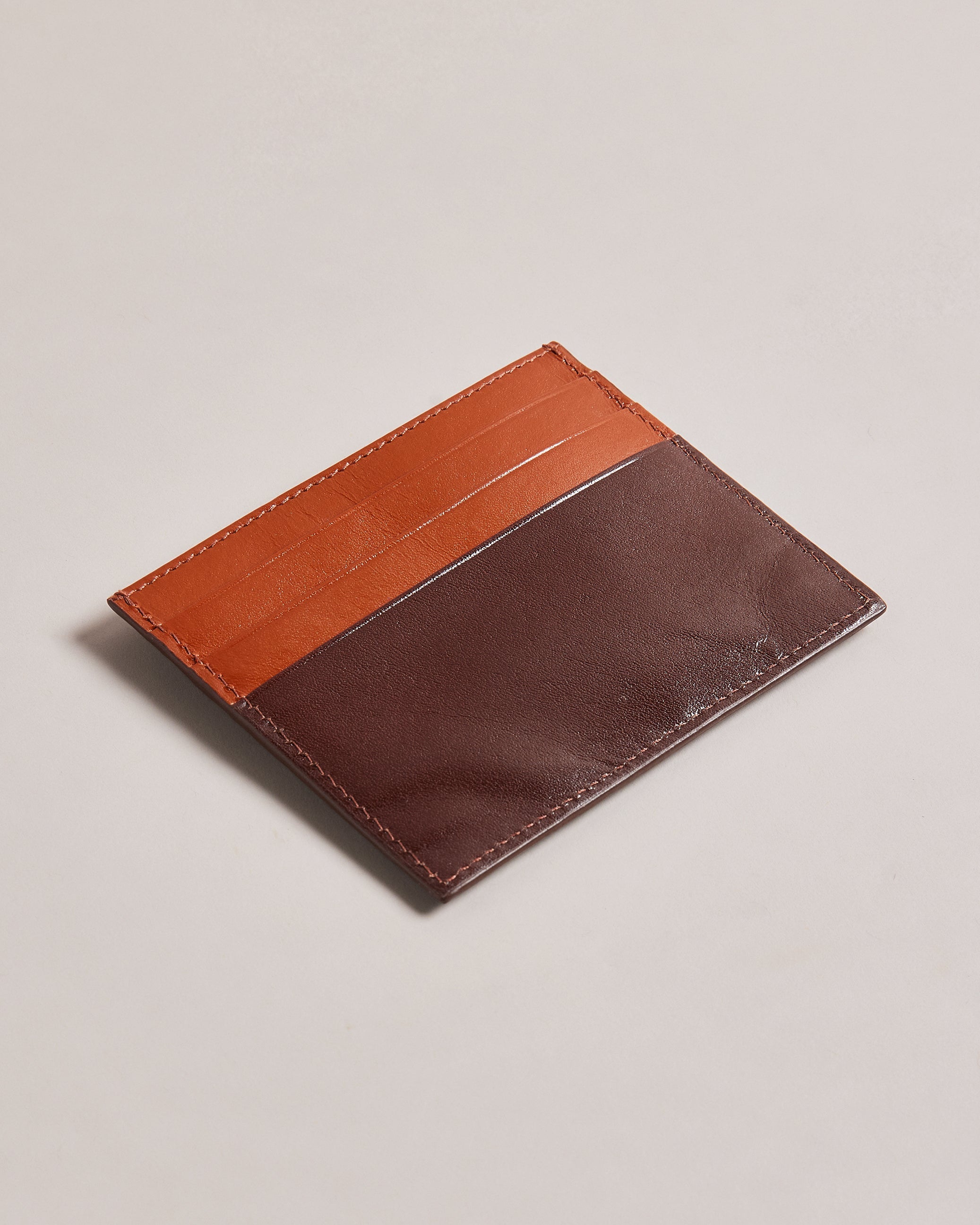 Raffles Embossed Corner Leather Card Brown