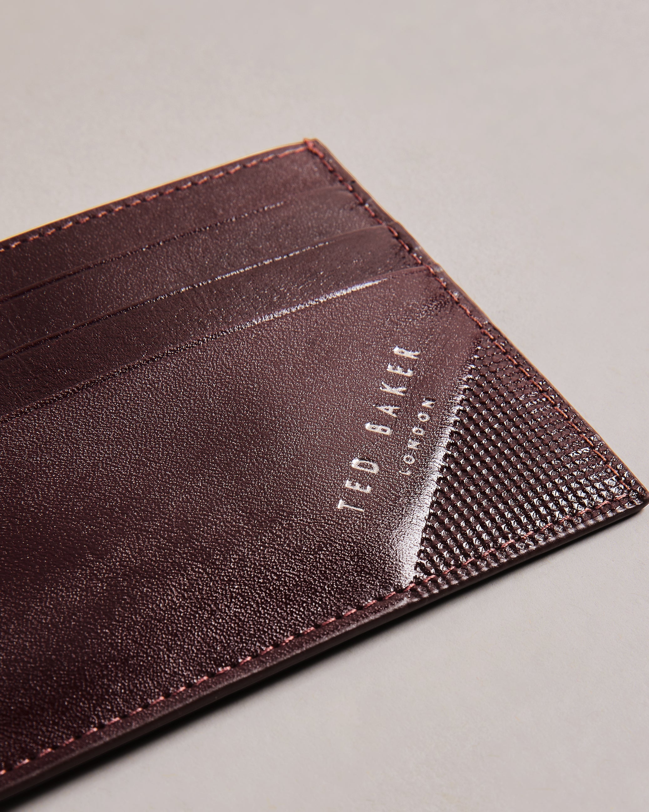 Raffles Embossed Corner Leather Card Brown