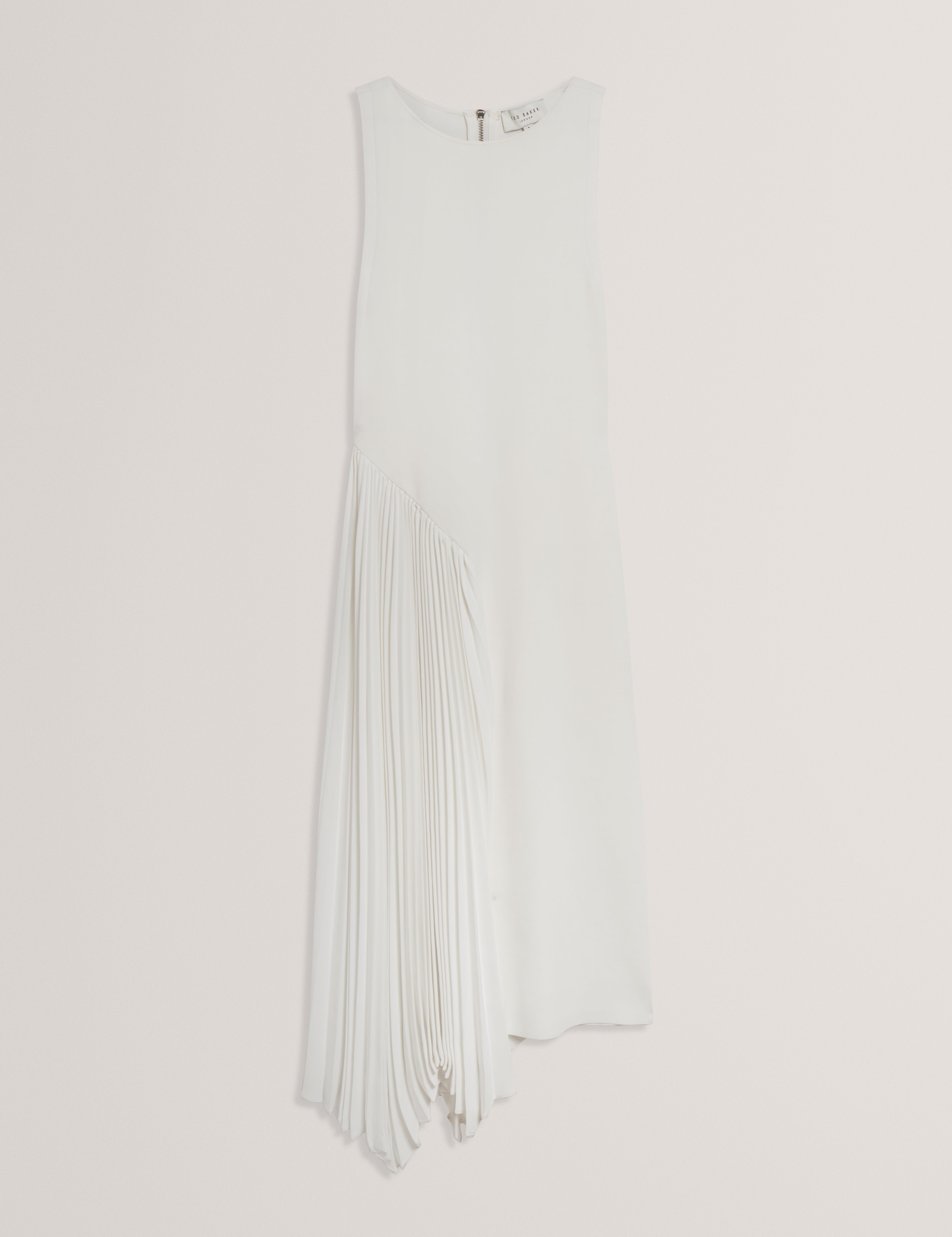 Azzina Sleeveless Knit Dress With Pleats Ivory