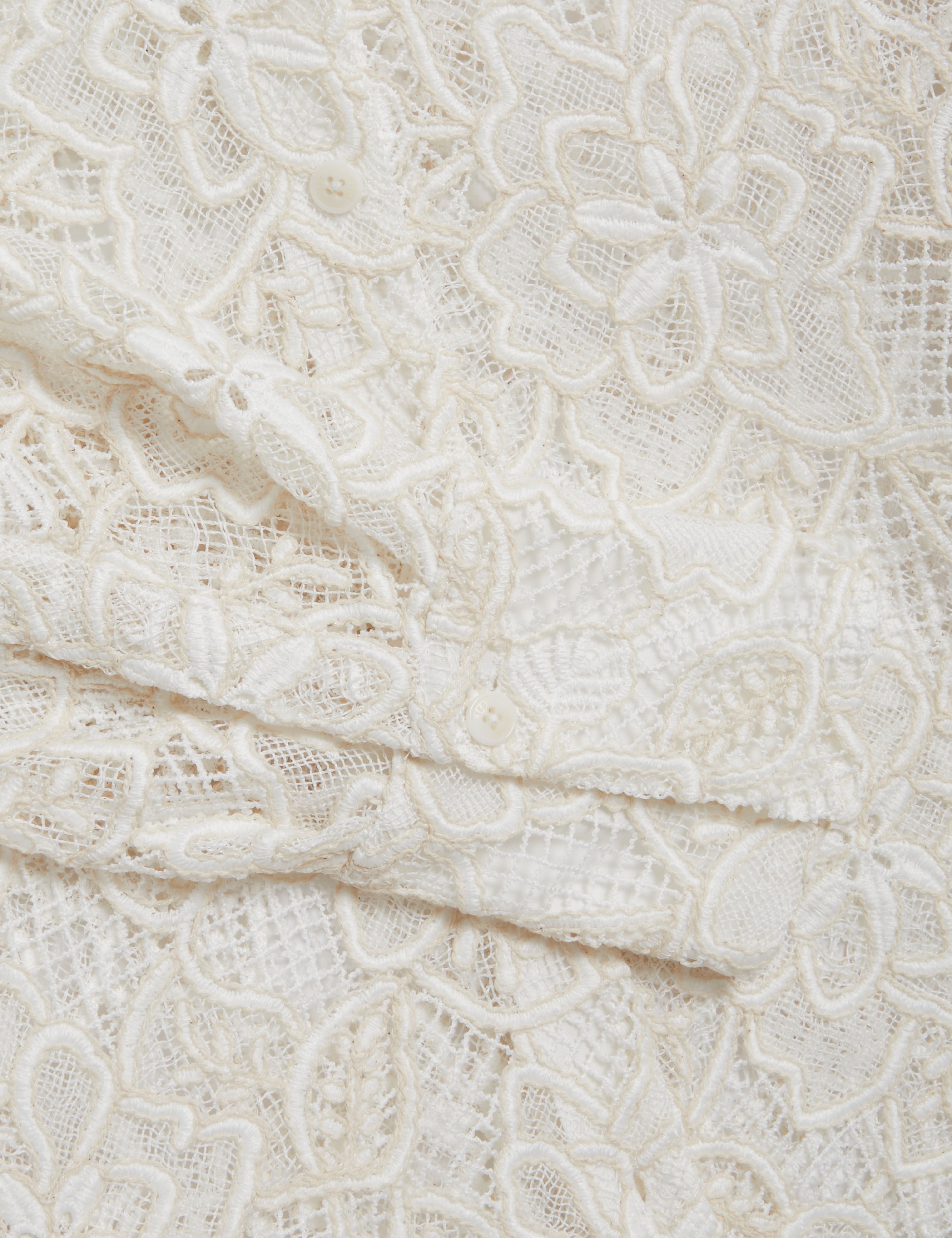 Blond Long Line Lace Shirt Ivory