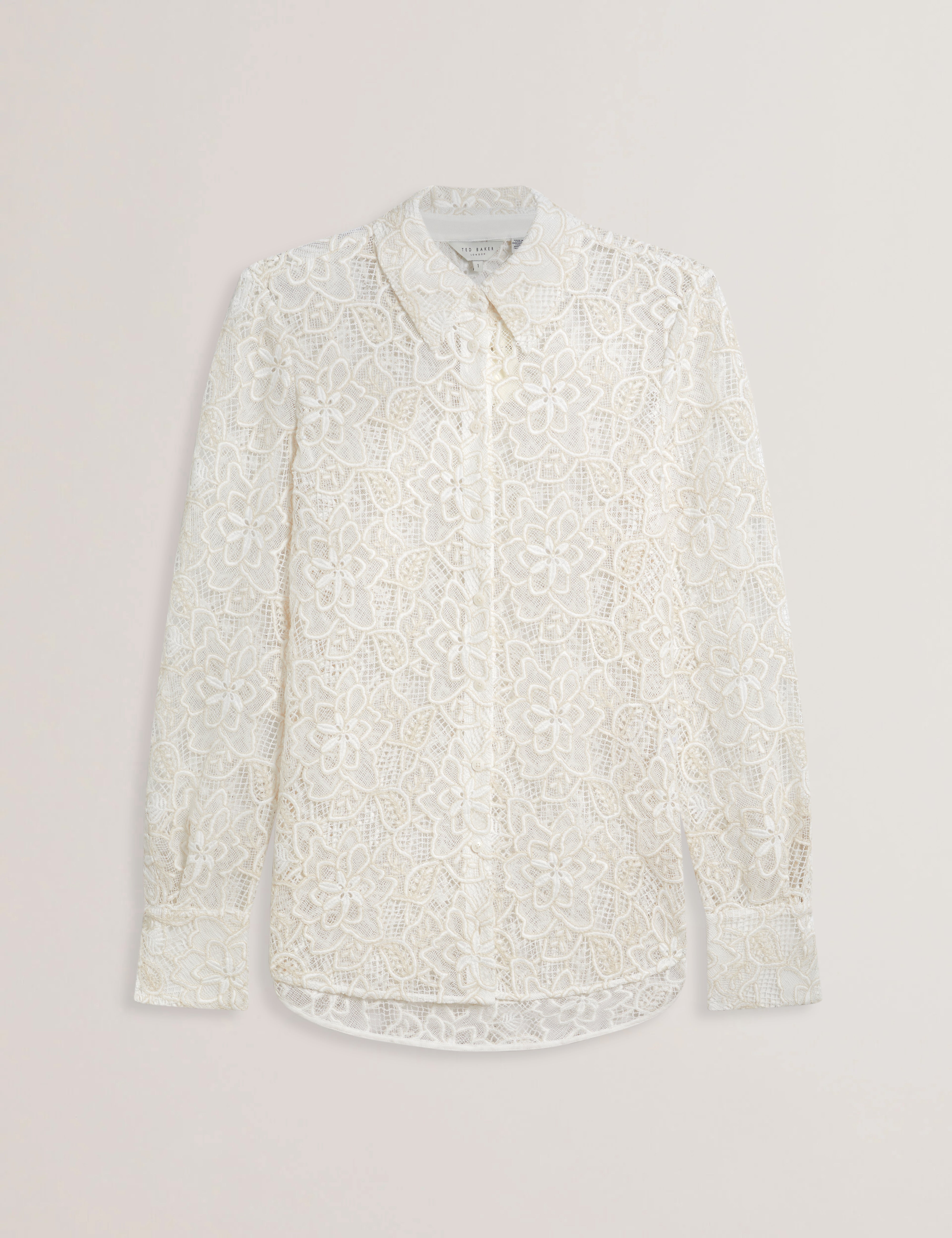 Blond Long Line Lace Shirt Ivory