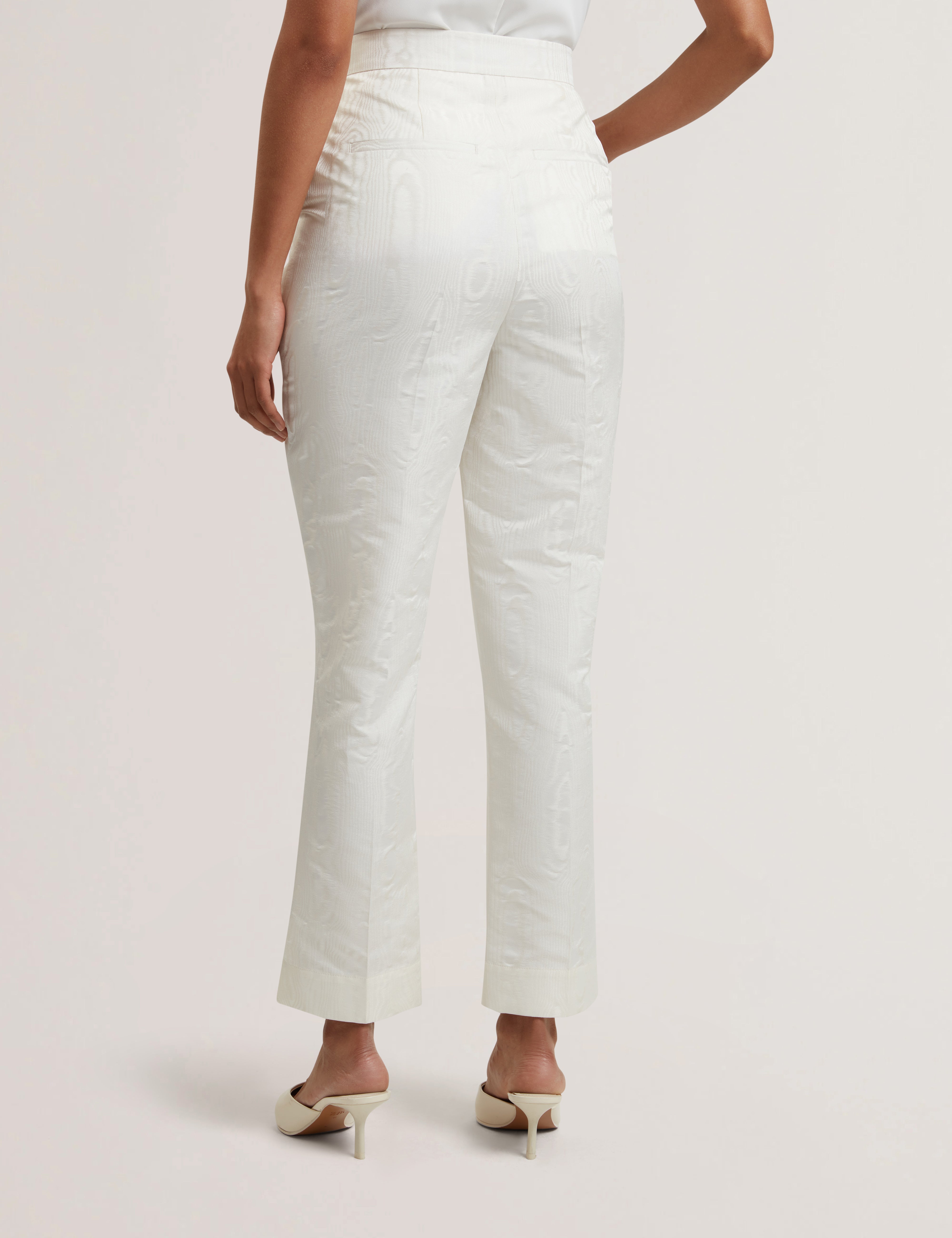 Cabirit Moire Jacquard Tailored Tapered Trouser Ivory