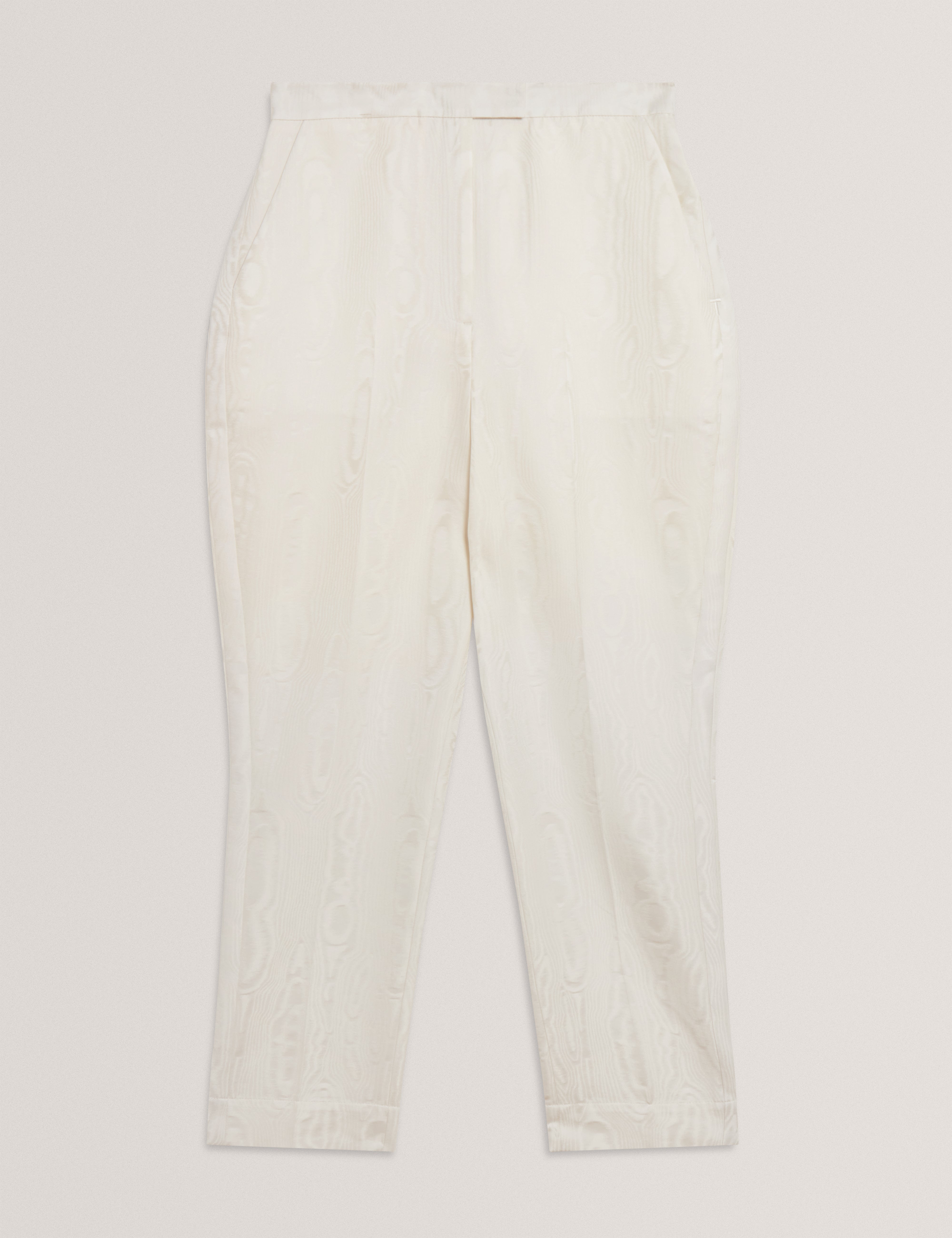 Cabirit Moire Jacquard Tailored Tapered Trouser Ivory
