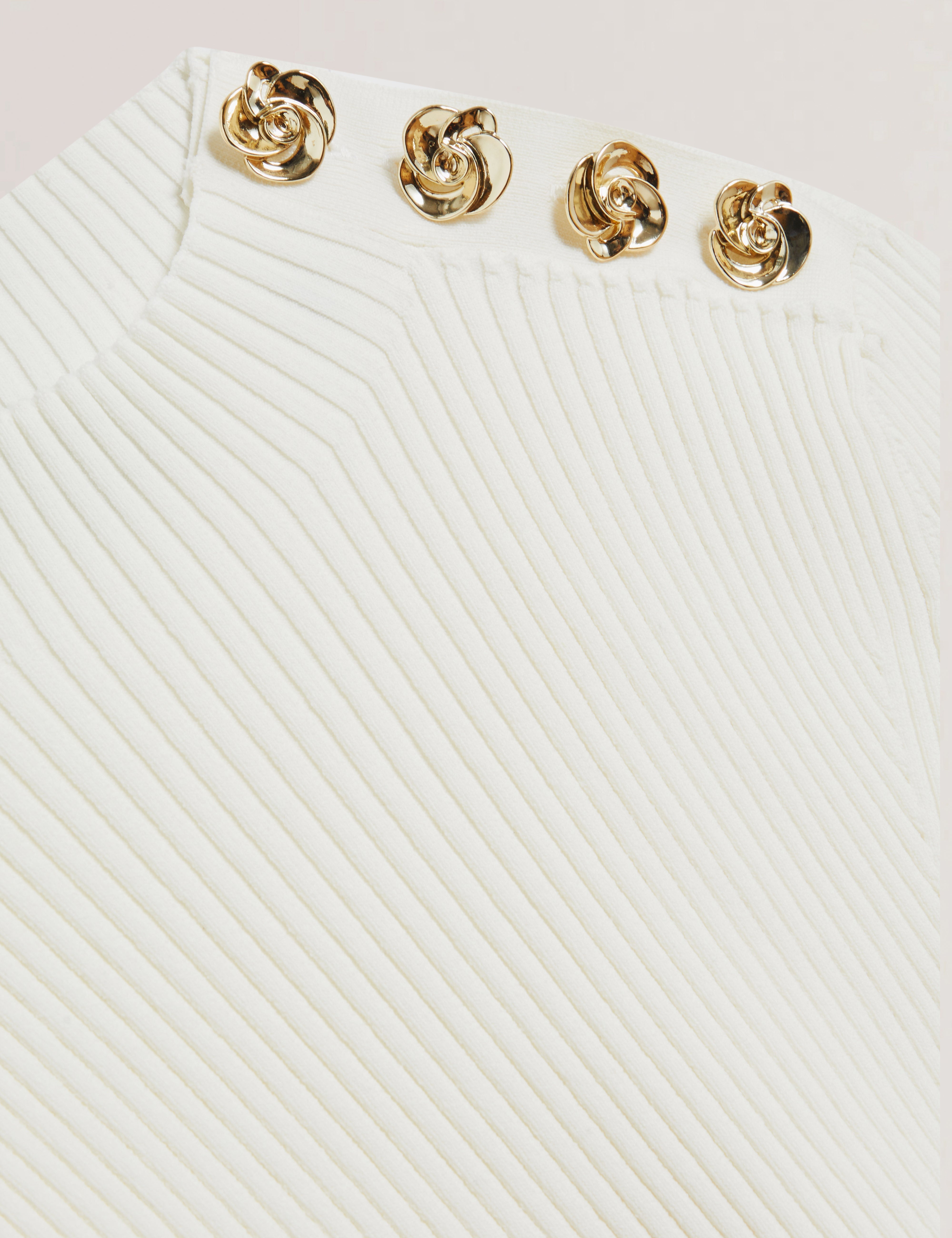 Eeliia Rose Button Detail Short Sleeve Top Ivory
