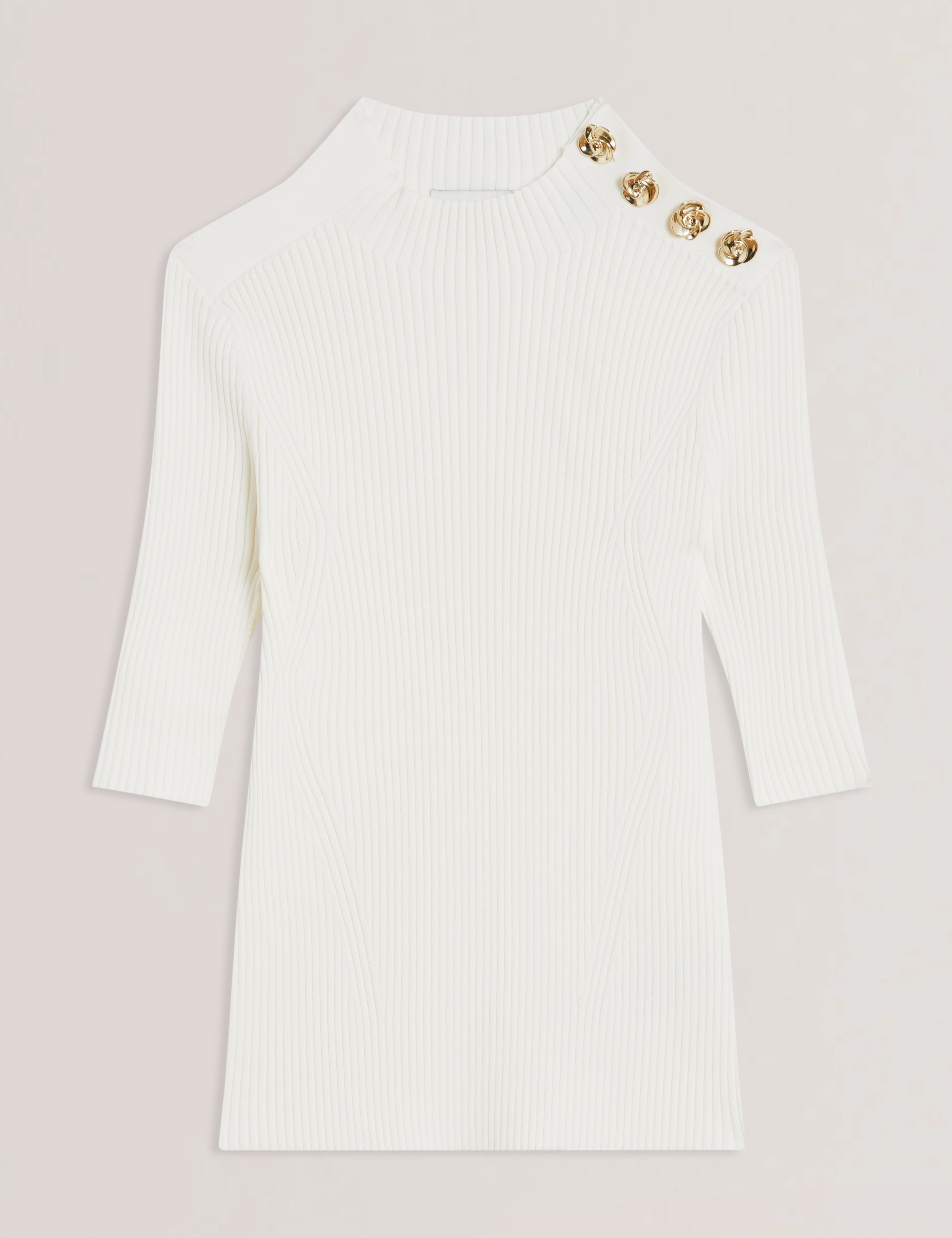 Eeliia Rose Button Detail Short Sleeve Top Ivory