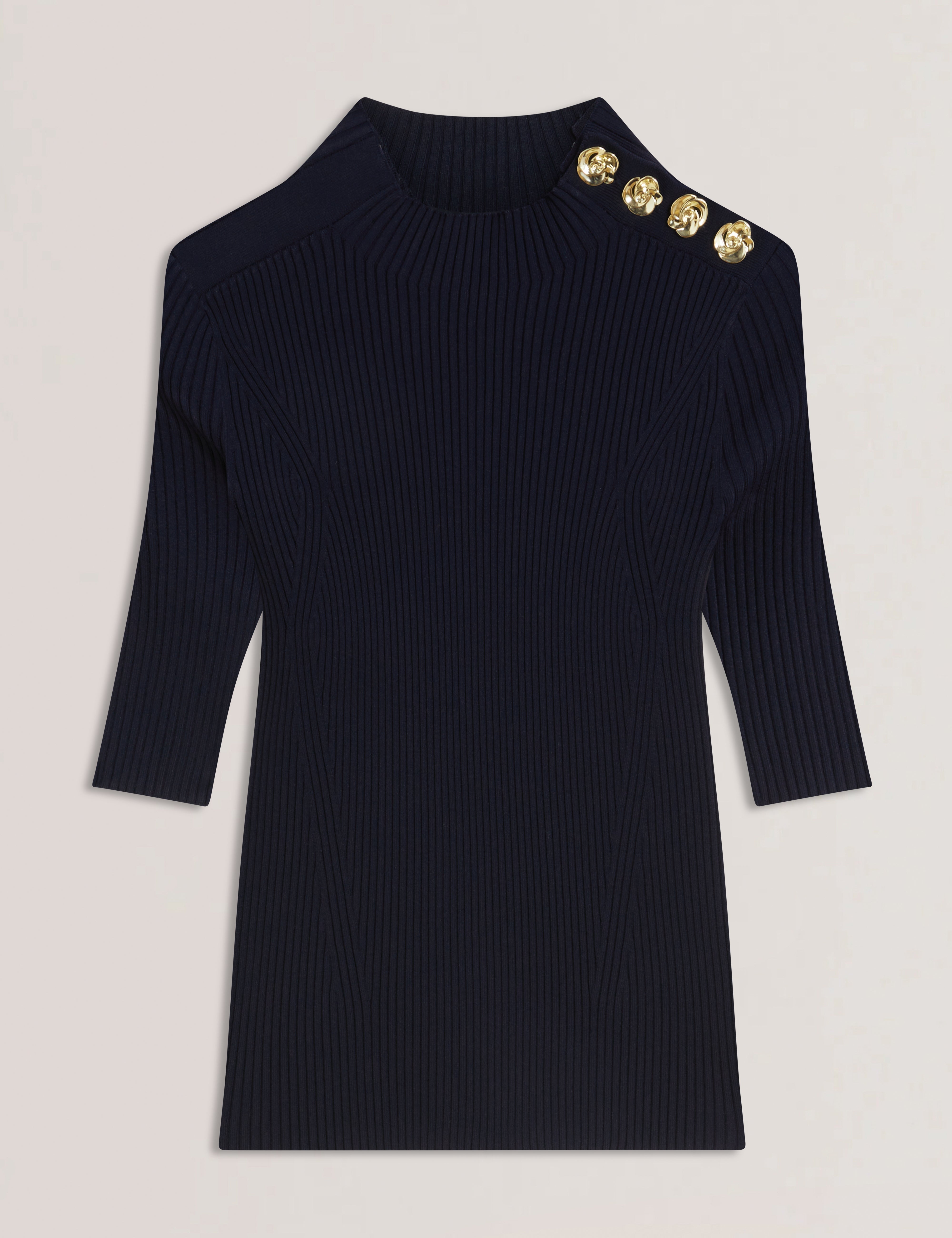 Eeliia Rose Button Detail Short Sleeve Top Navy