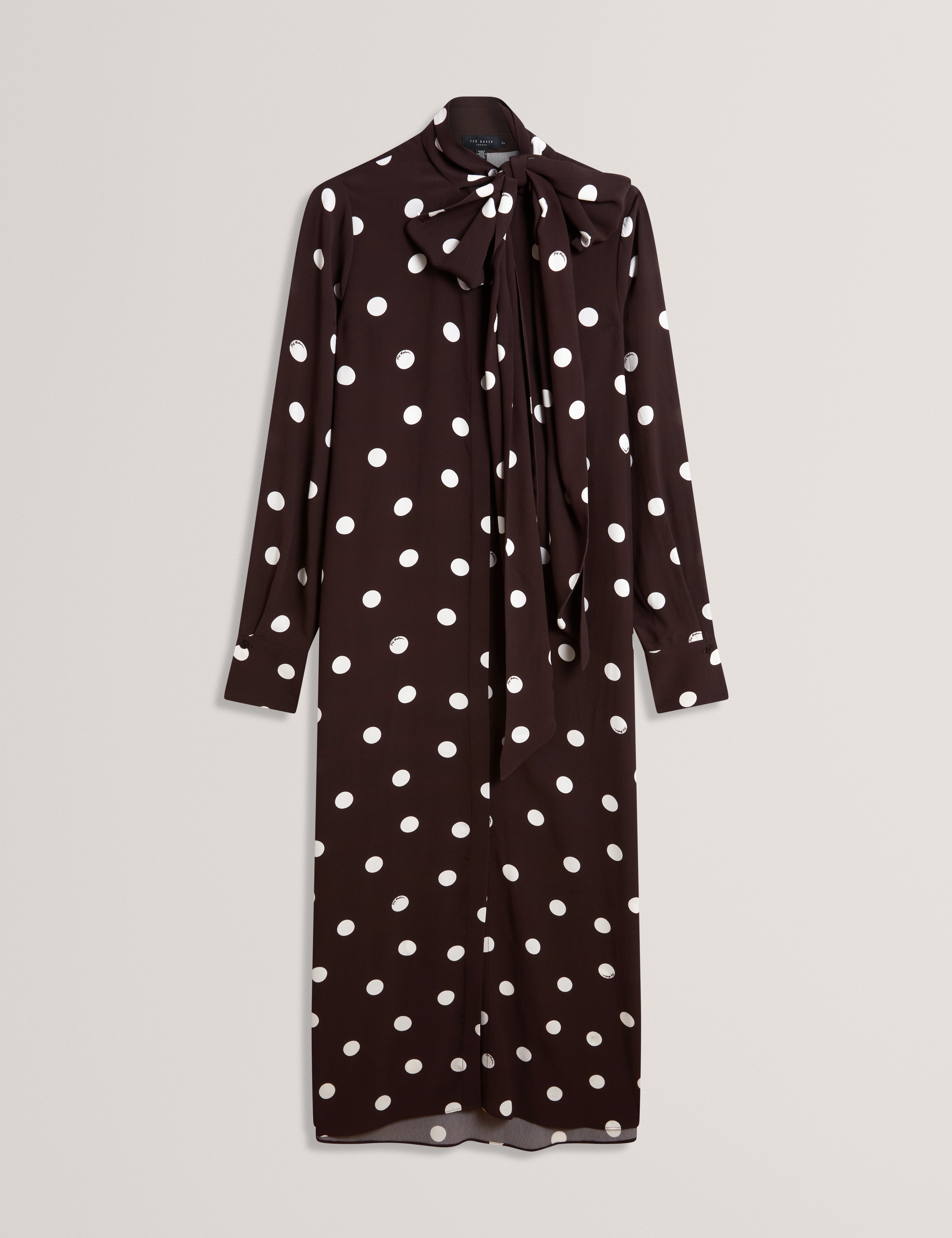 Elnie Scarf Detail Midi Dress Dk-Brown