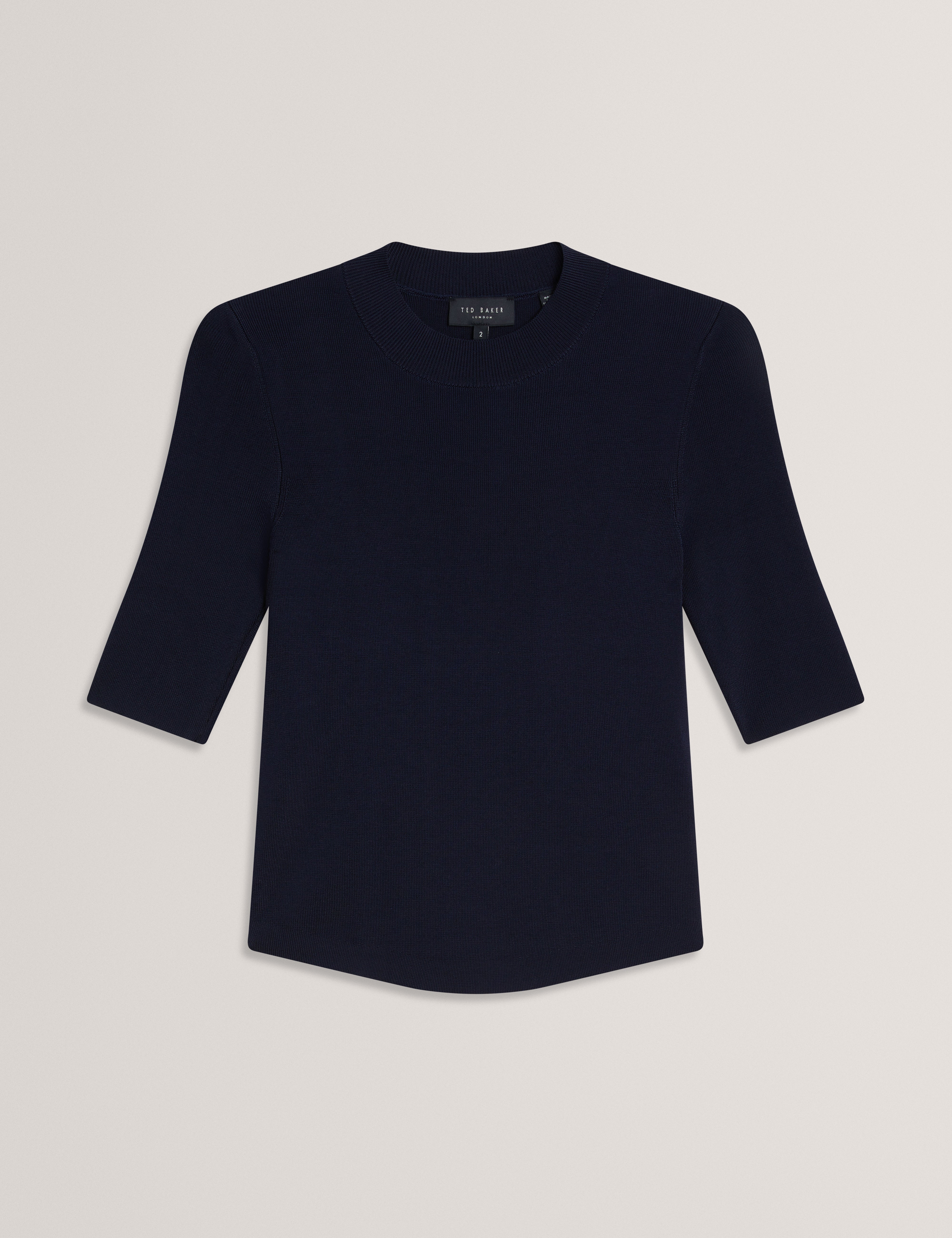 تي شيرت فيليكسيا المحبوك بأكمام نصفية باللون الأزرق البحري