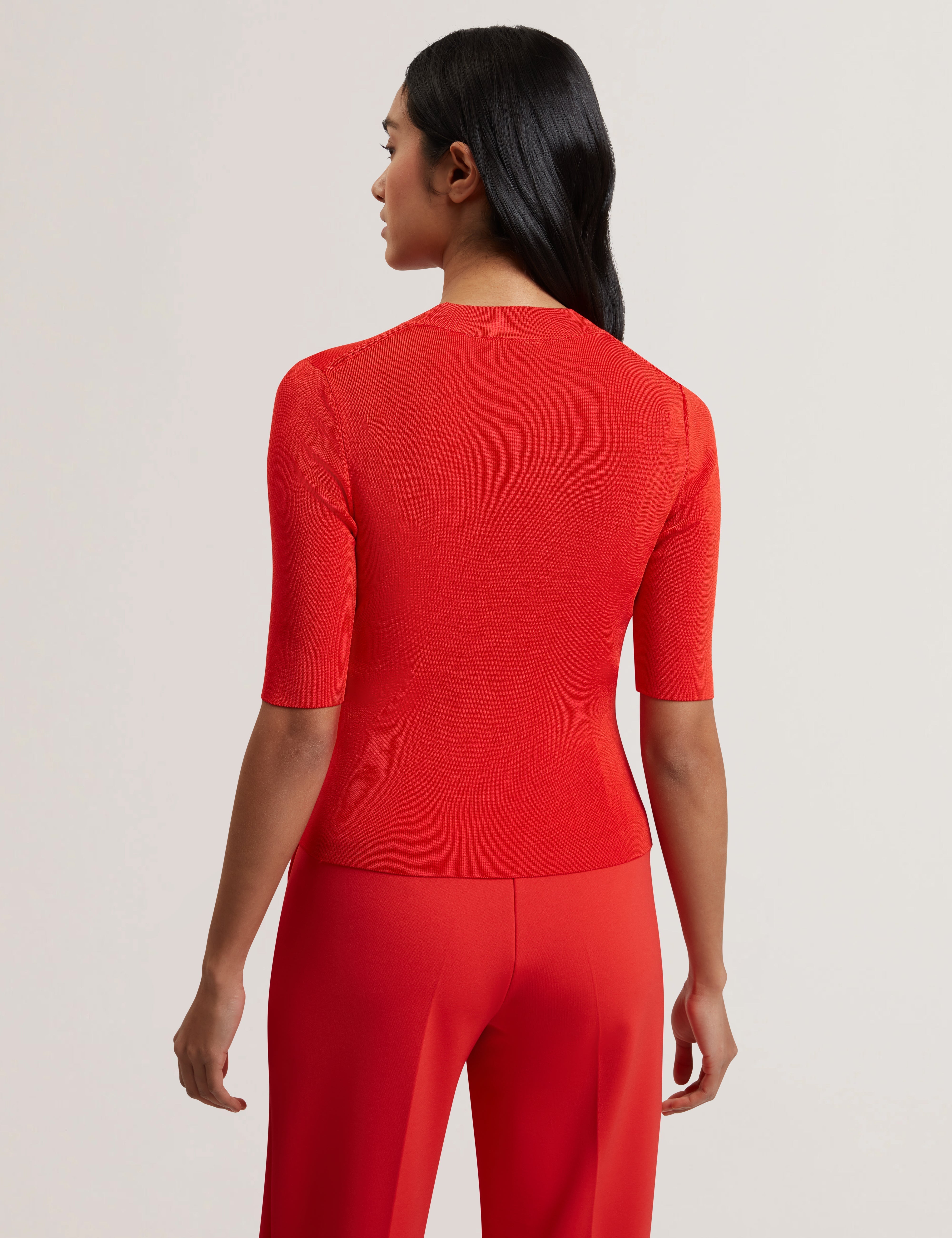 تيشيرت فيليكسيا المحبوك بنصف كم أحمر