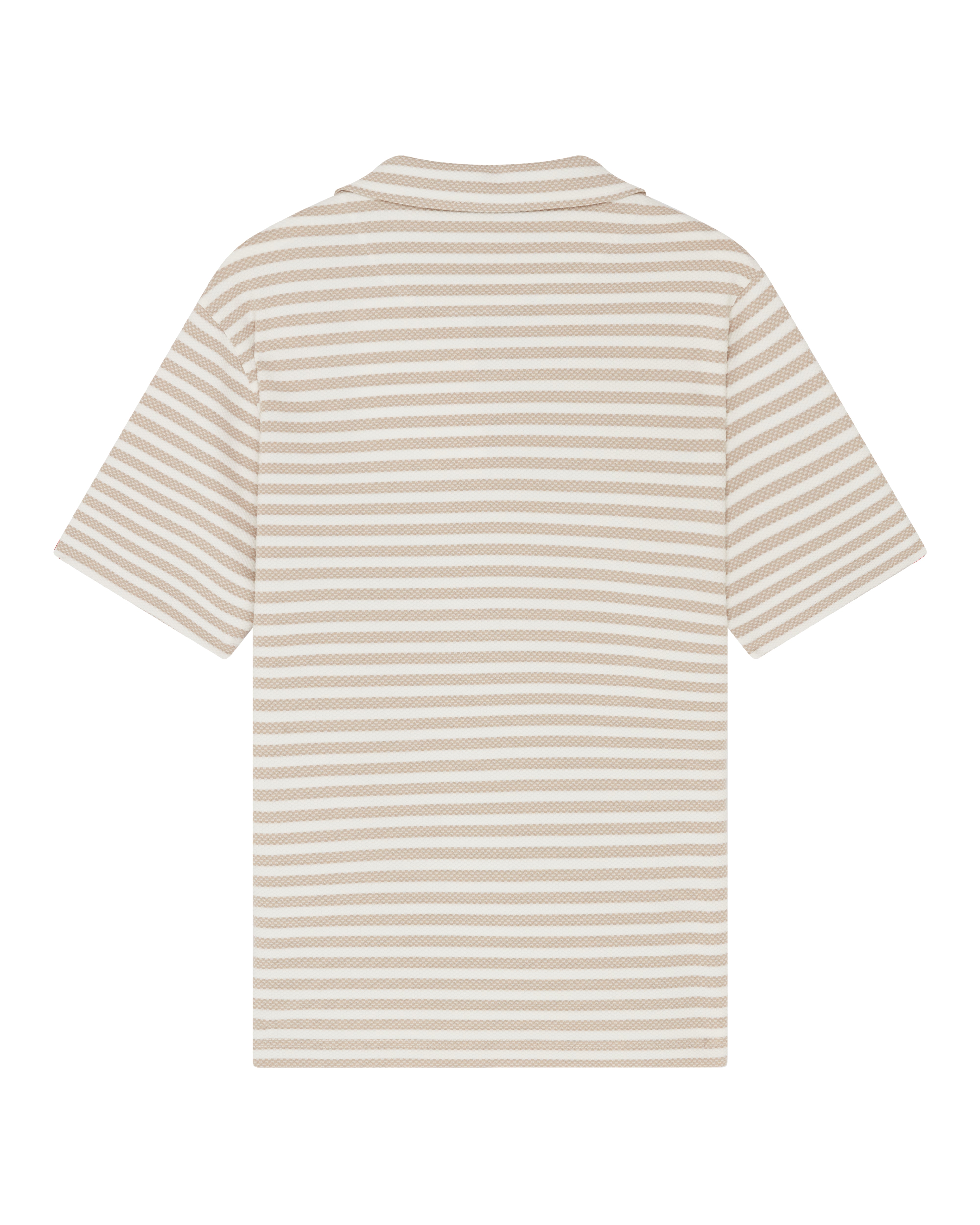 Fischer Ss Open Neck Stripe Polo Taupe