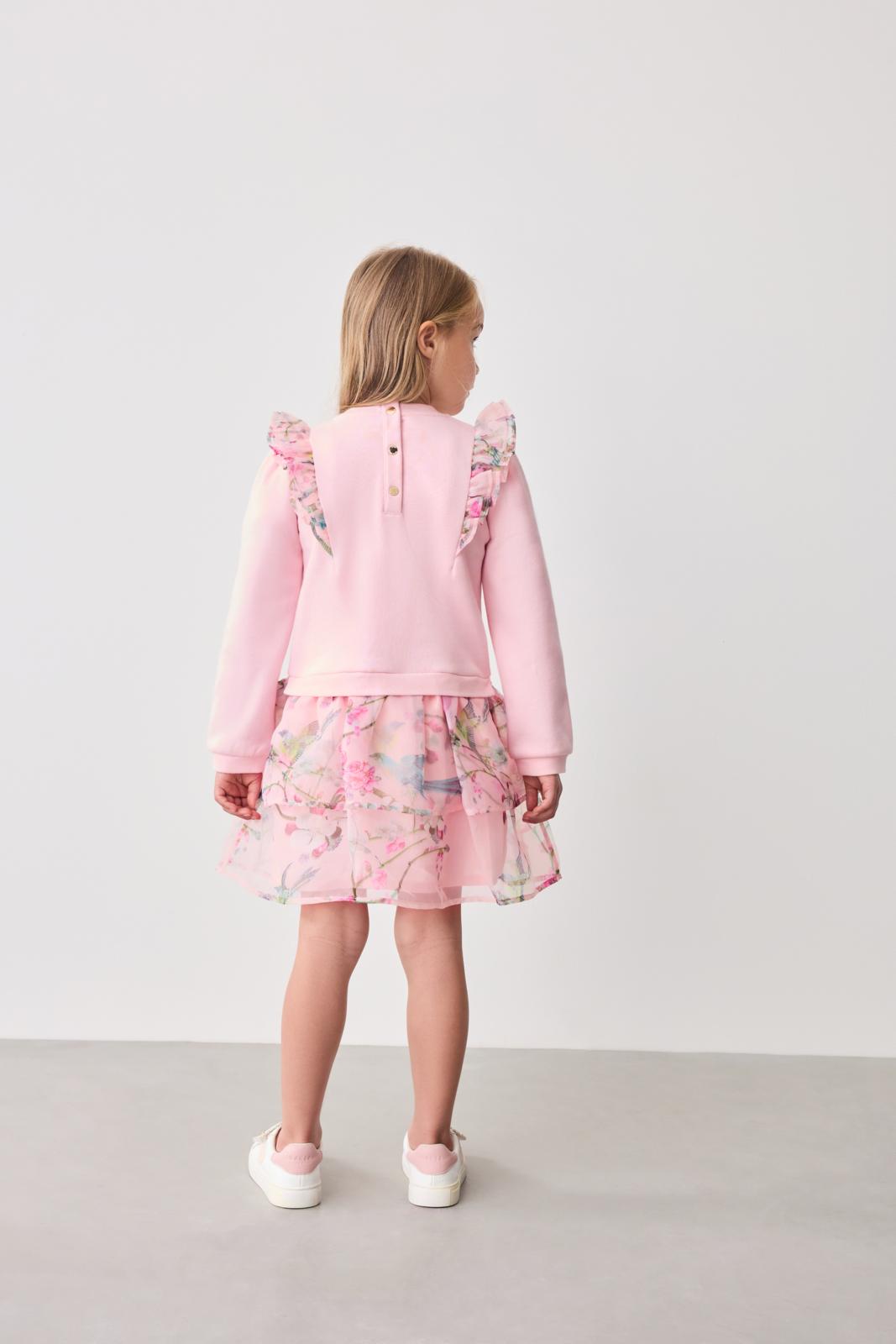 Organza Frill Sweat Dress Pink