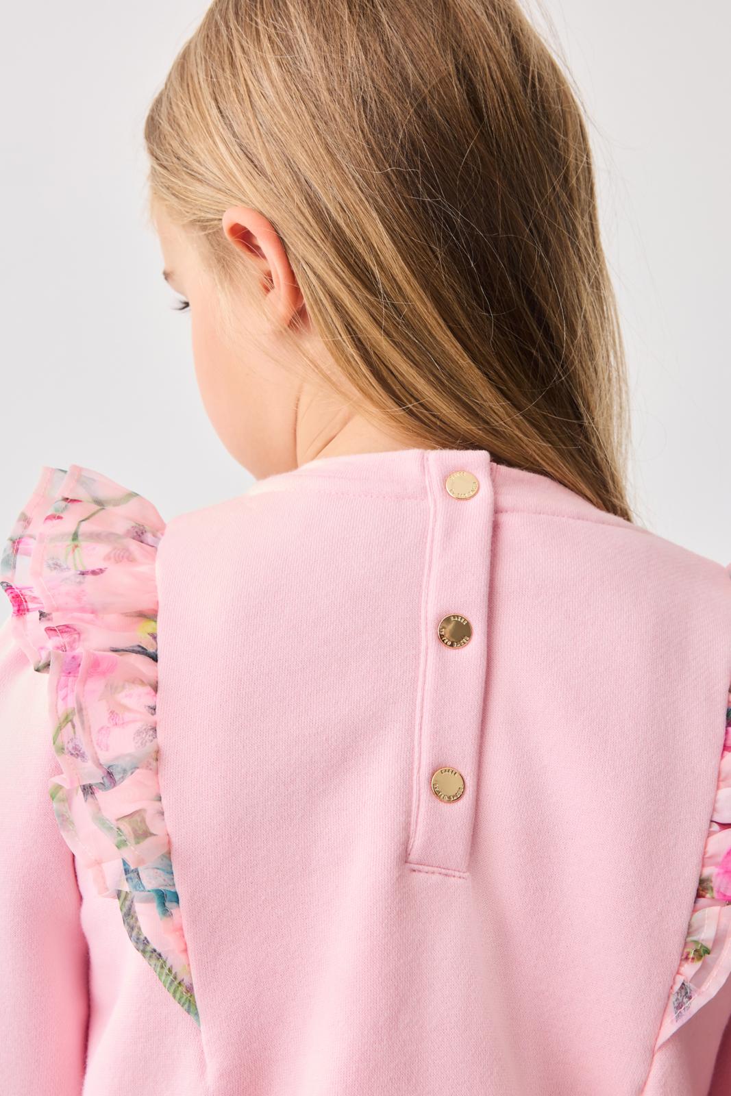 Organza Frill Sweat Dress Pink